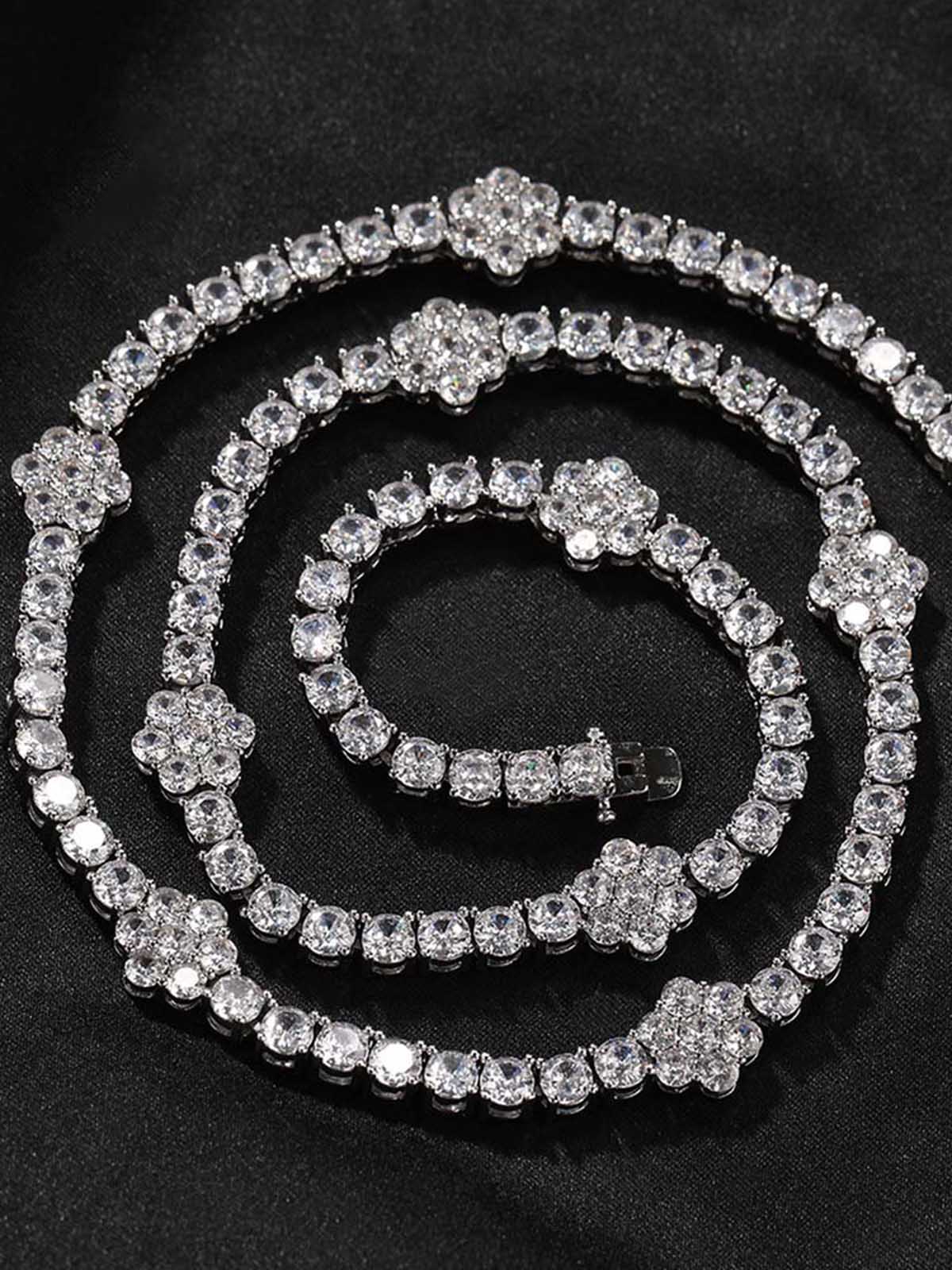 5A Zircon Flower Tennis Chain Trendy Accessory - Image 5