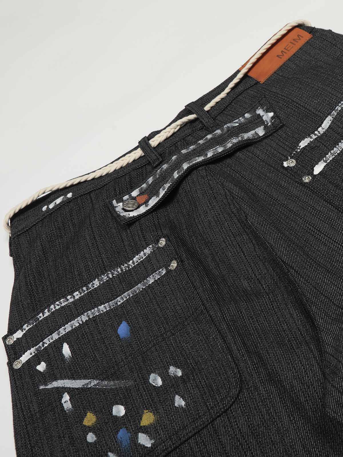 Artistic Glamour Striped Denim Jeans - Image 6