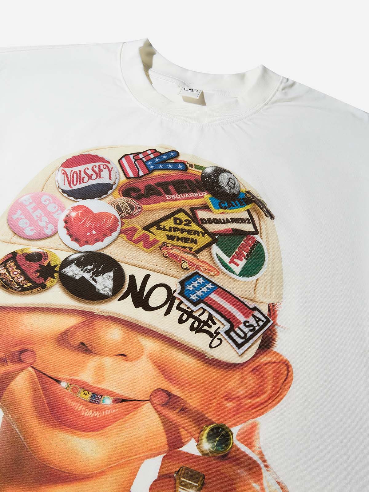 Bad Boy and His Badge Cap Print Boxy Oversized T-shirt - Image 9