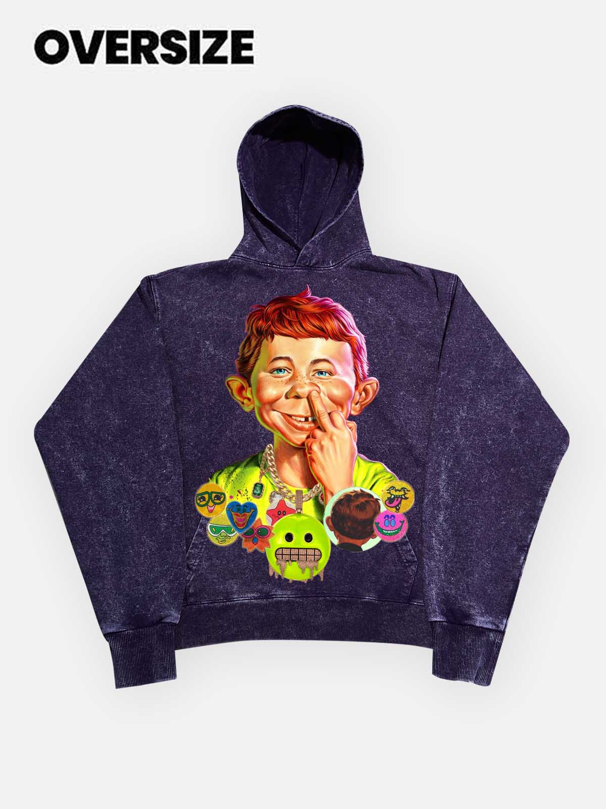 High quality Bad Boy Hip-Hop Style Distressed Print 425g Hoodie - Image 22