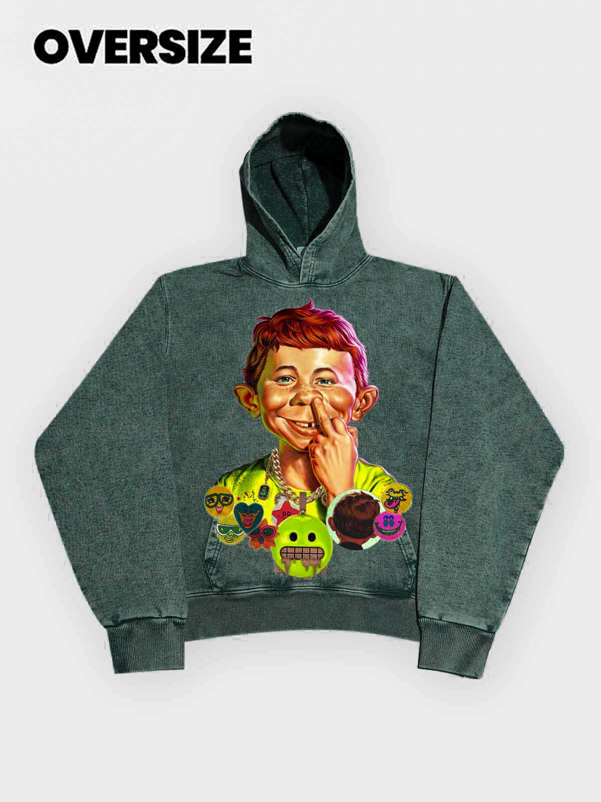 High quality Bad Boy Hip-Hop Style Distressed Print 425g Hoodie - Image 28