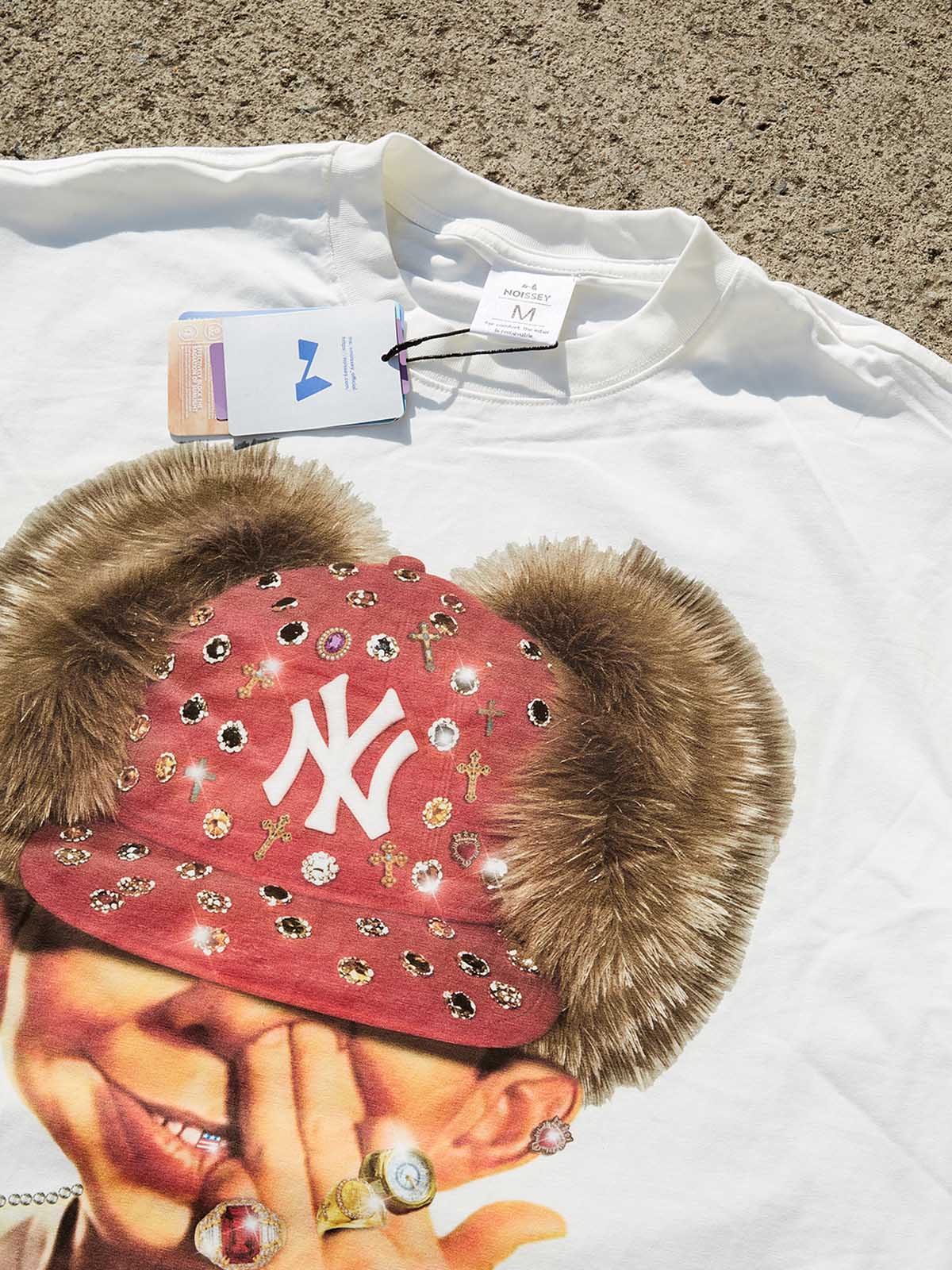"Bad Boy" & Red Diamond Beanie Print Boxy oversized T-shirt - Image 5