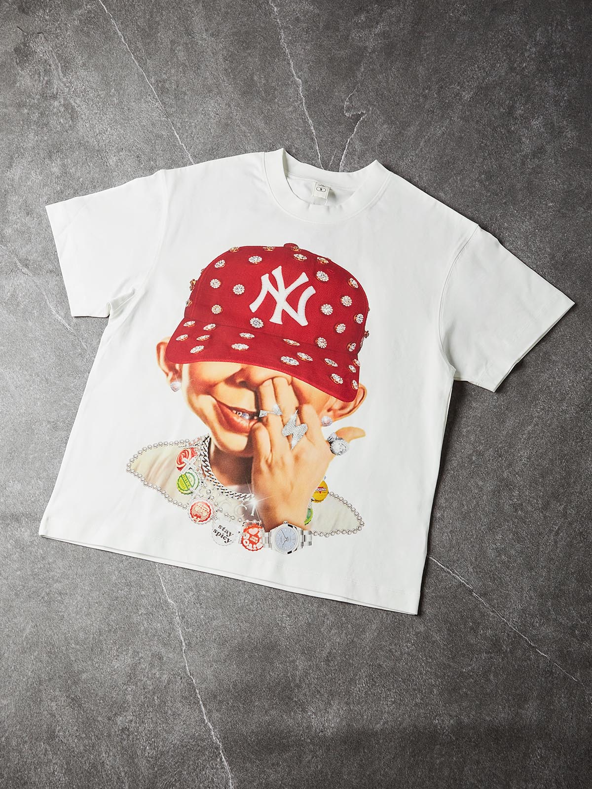 NOISSEY "Bad Boy Red Snapback" Tee - Clean White 260G Heavyweight Little Oversized Streetwear T-Shirt - Image 8