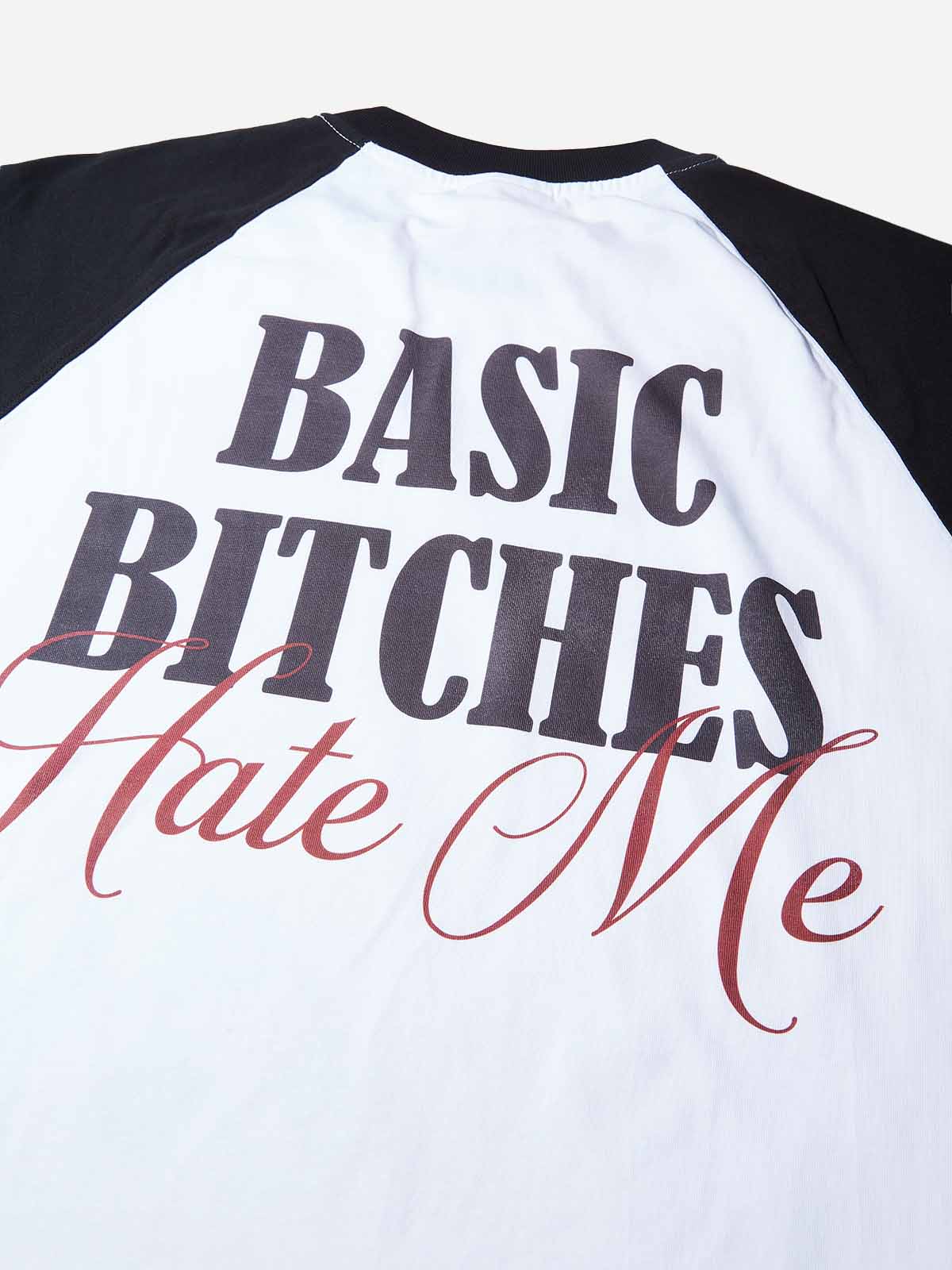 "Basic bitches hate me!" Color-block Long Sleeve - Image 4