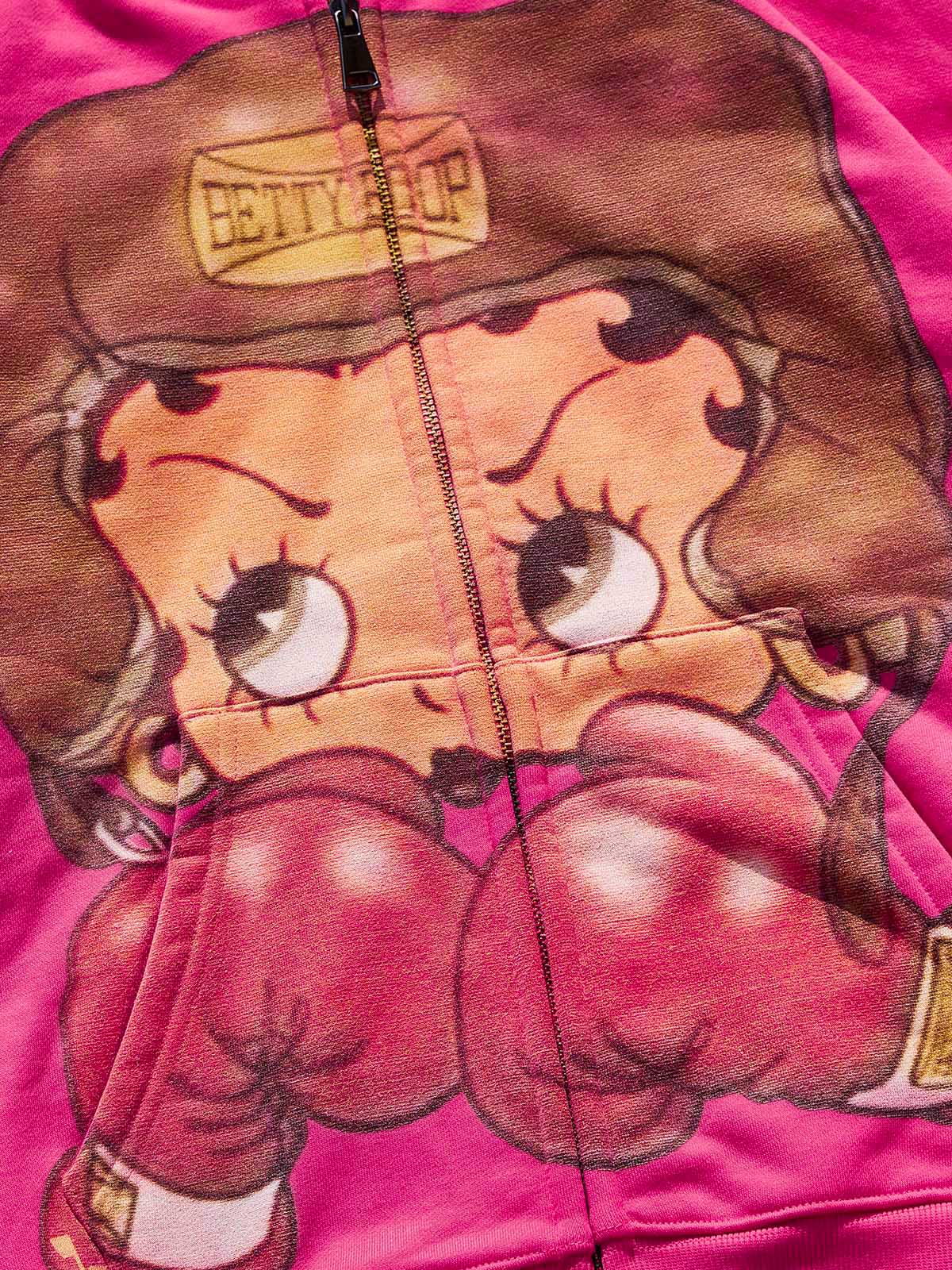 Vintage Betty Boop Boxing Graphic Hoodie - Y2K Aesthetic Boxy Zip-Up - Image 12