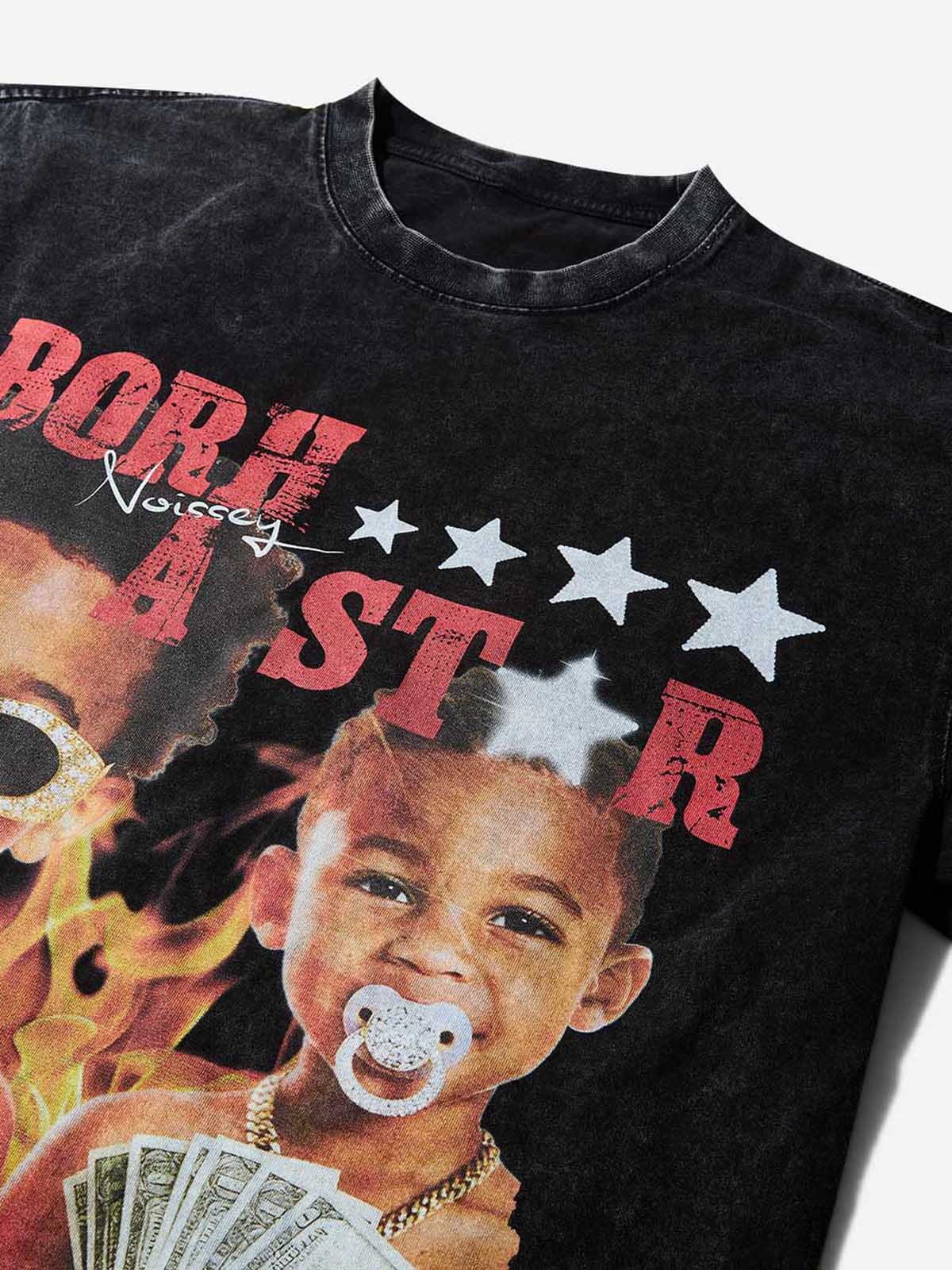 "Born a star" Washed Print T-shirt - Image 4