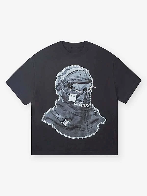 BOUNCE BACK© Black Shattered Collage Face Mask T-shirt - Image 6