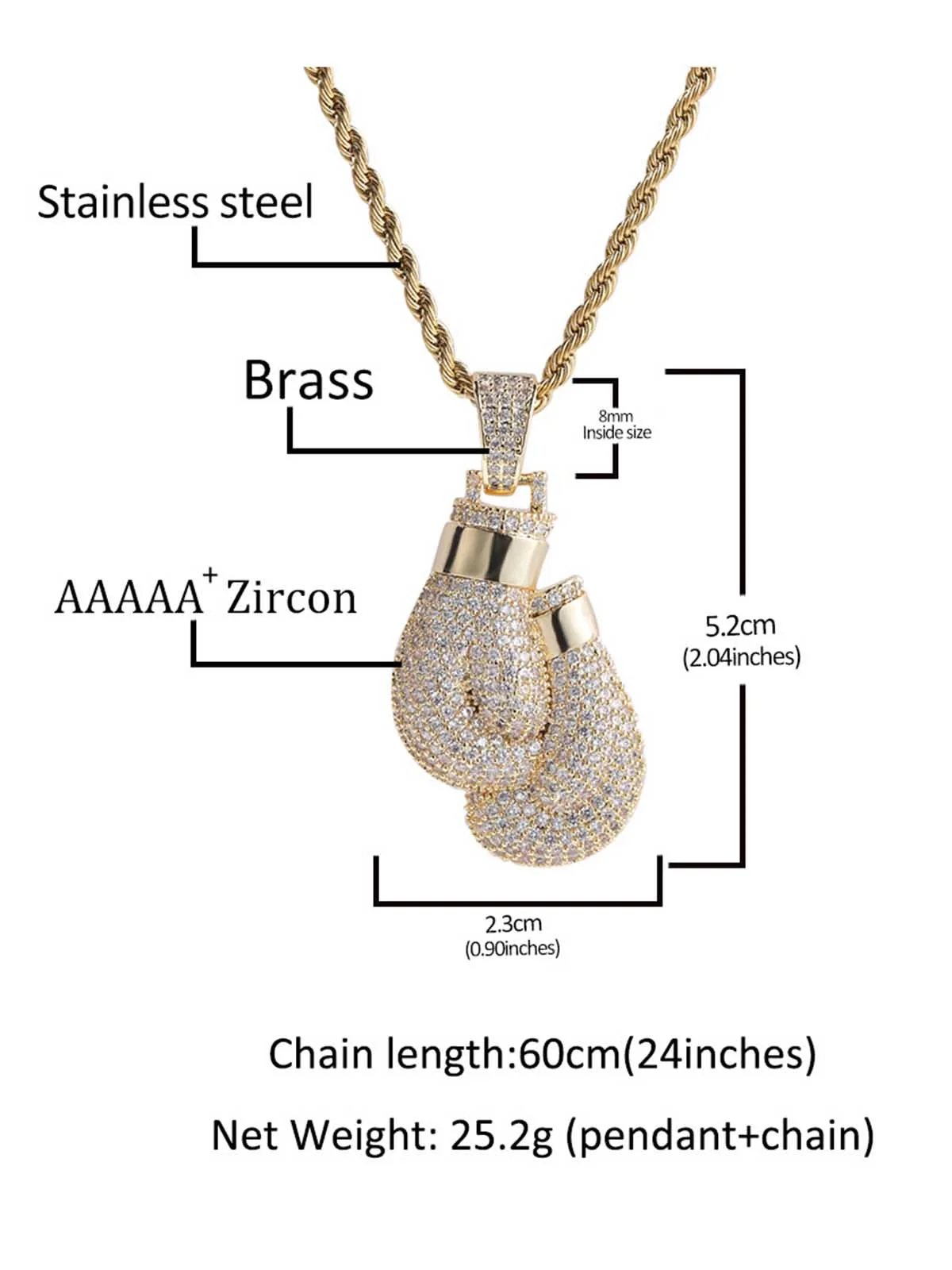Boxing gloves pendant copper zircon necklace - Image 3