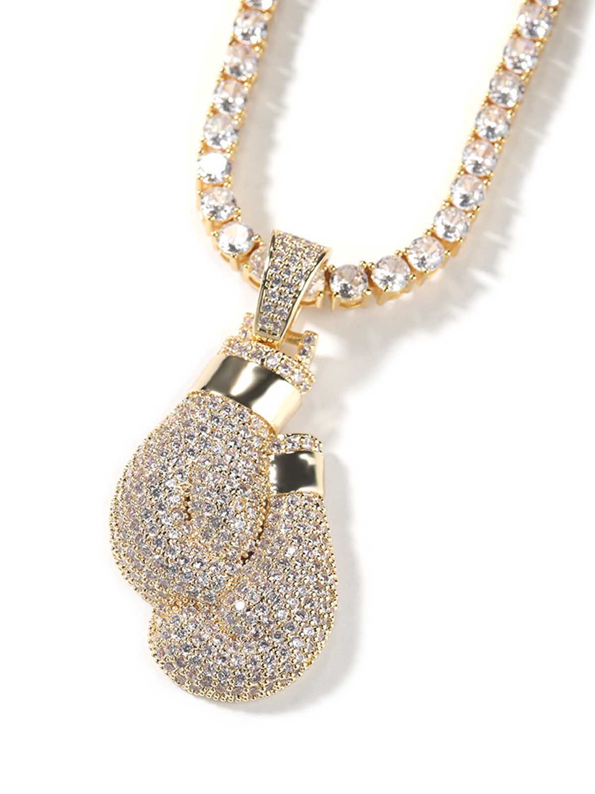 Boxing gloves pendant copper zircon necklace - Image 4