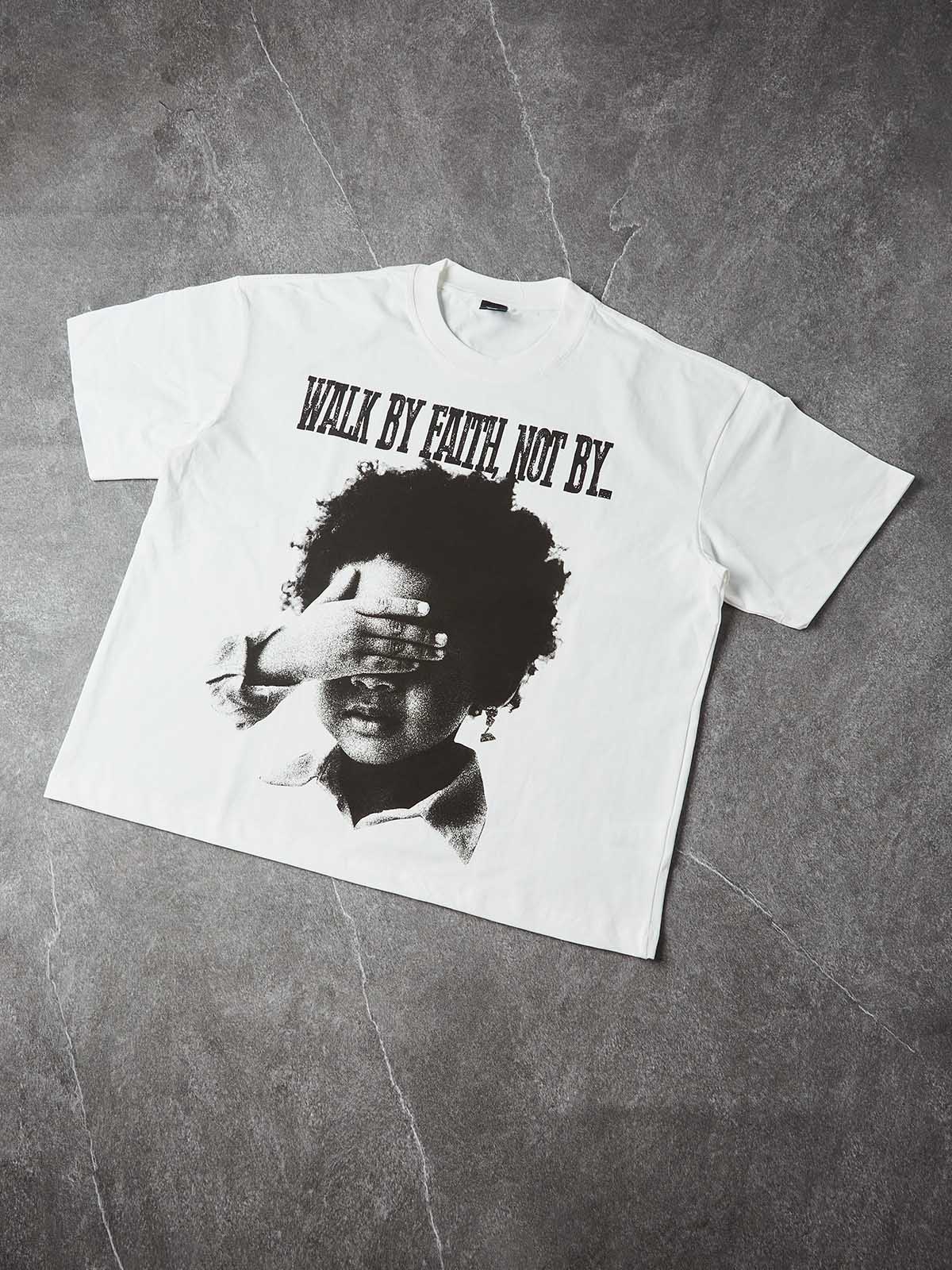 NOISSEY "Walk By Faith" Boxy Heavyweight Vintage Portrait Tee - Cloud White - Image 8