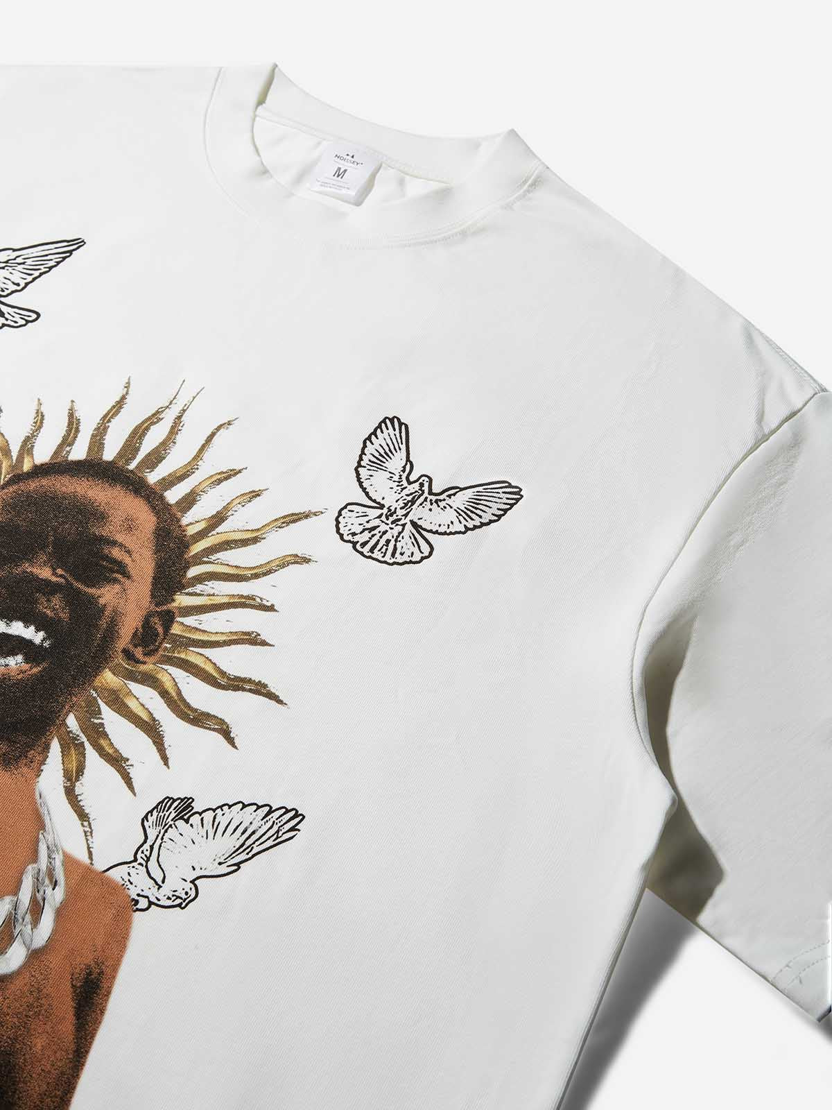 Boxy Oversized T-shirt "City of God" Peace Dove Print - Image 9