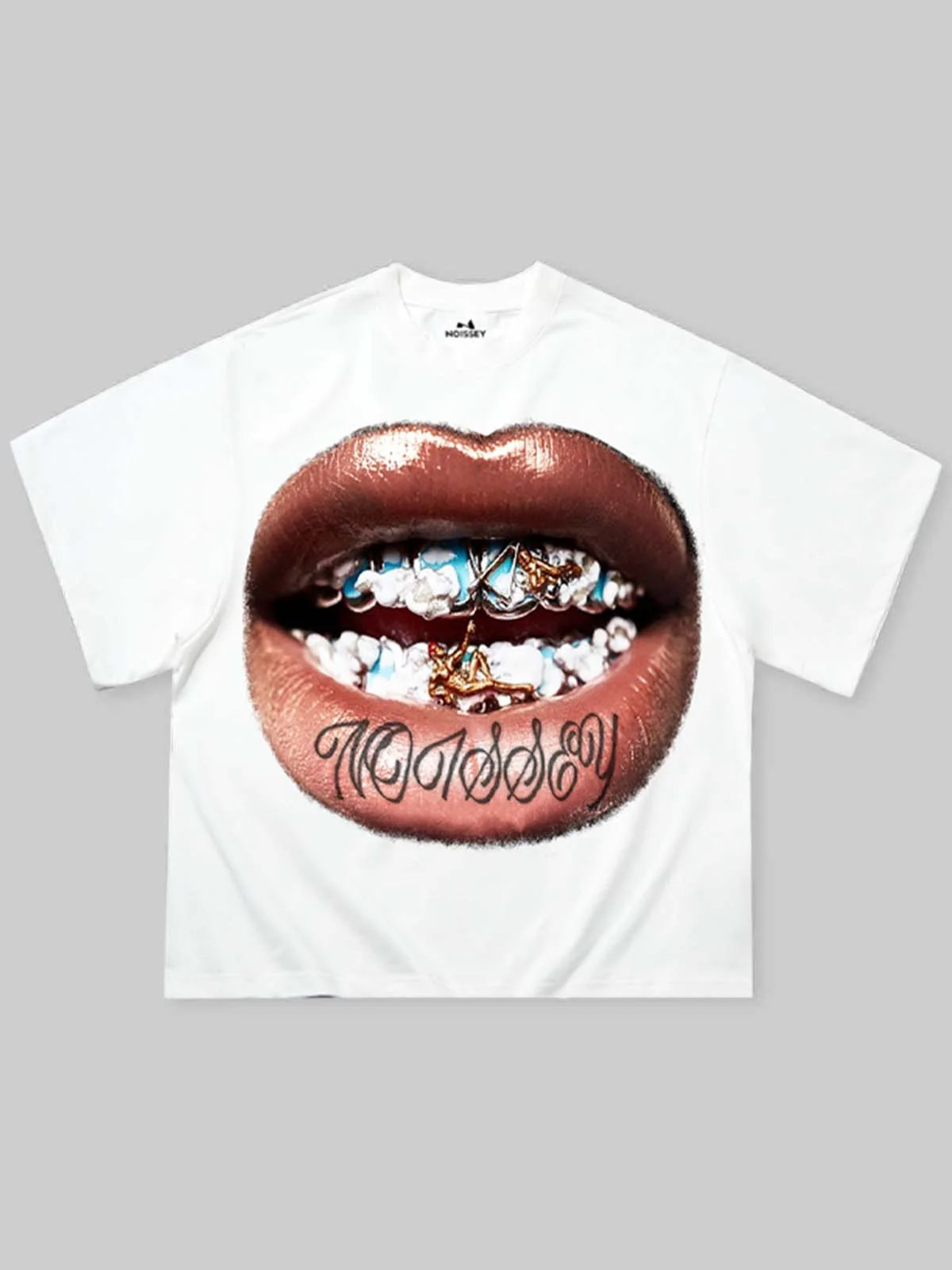 Boxy Oversized T-shirt - Golden Grills Figure Print