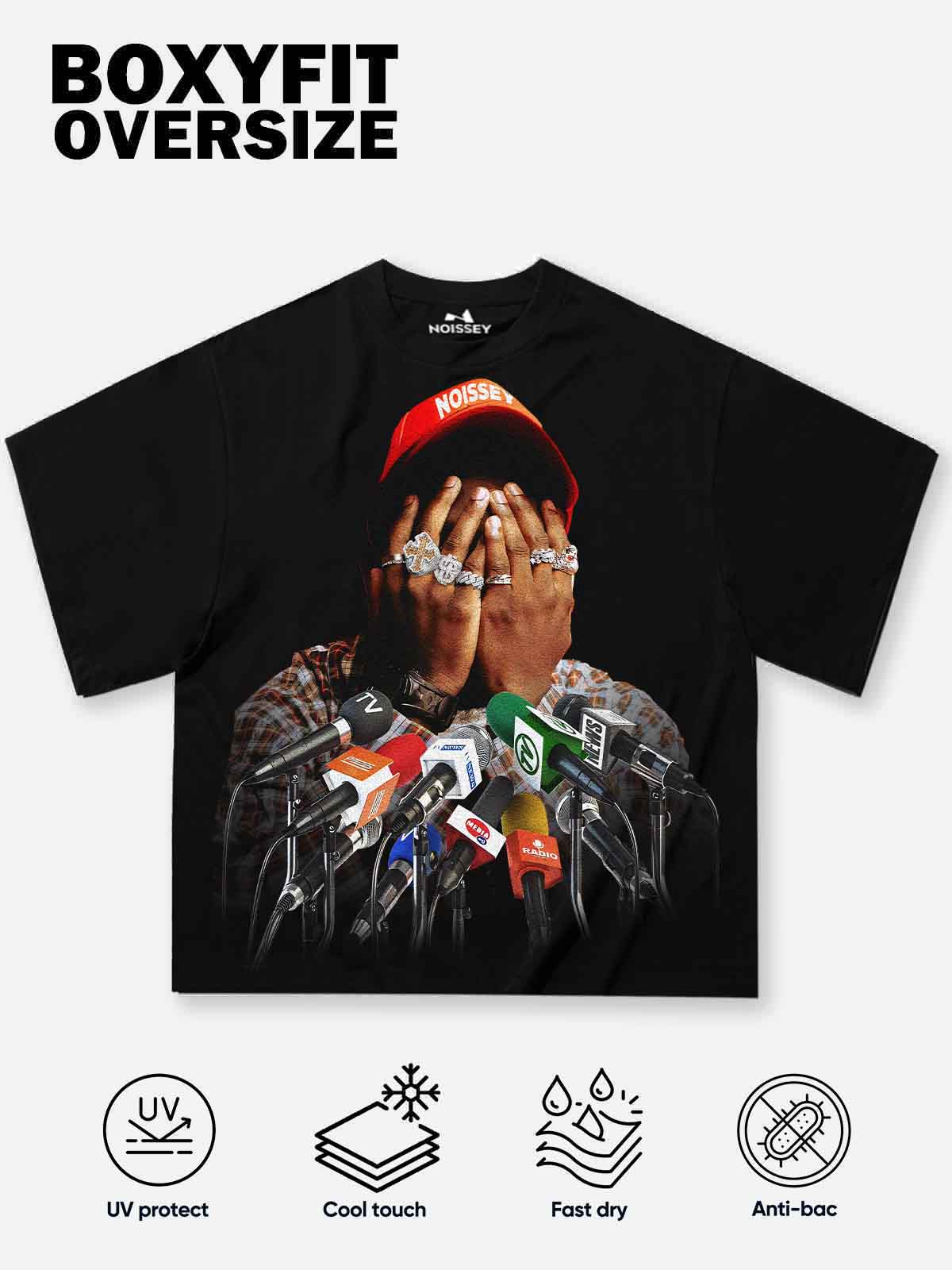 NOISSEY "No Talk" Paparazzi Press Cooling Boxy Tee - Black - Image 9