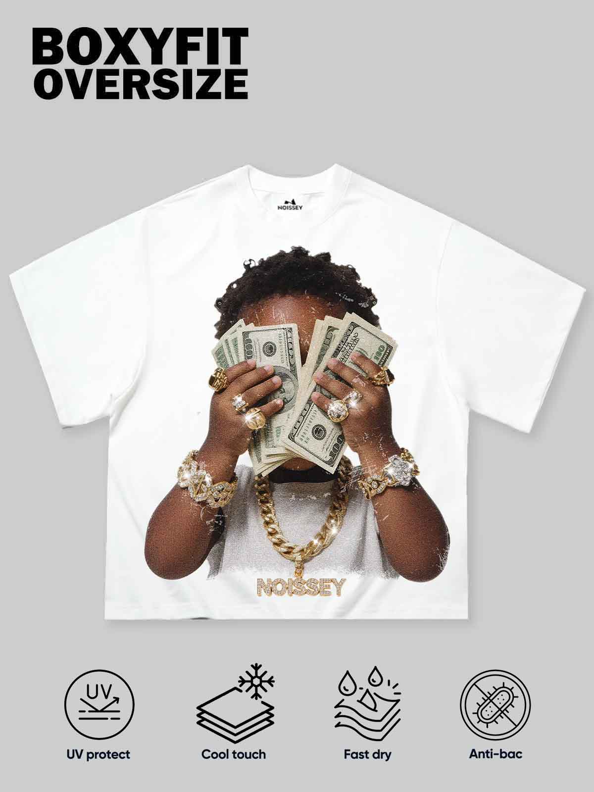 NOISSEY "Rich Forever" Boxy Heavyweight Cooling Tee - White - Image 12