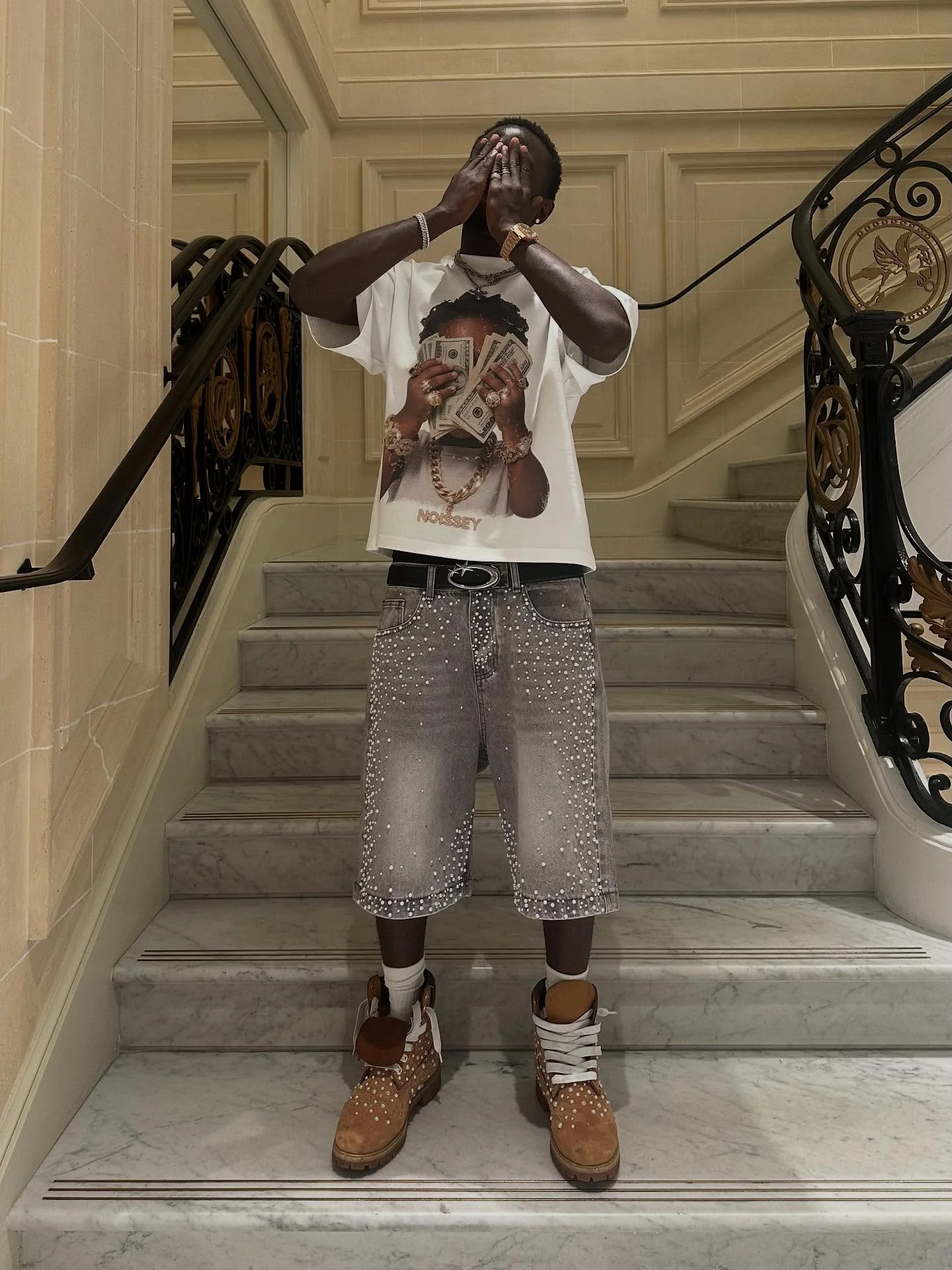 NOISSEY "Rich Forever" Boxy Heavyweight Cooling Tee - White - Image 3