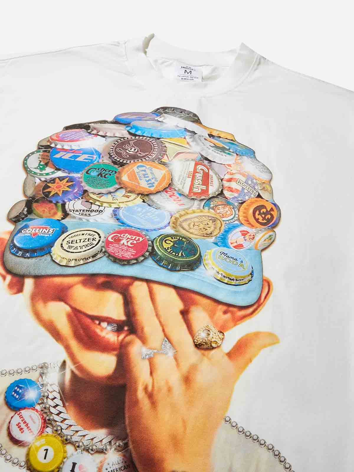 Boxy Oversized T-shirt with Bab Boy Print and Bottle Cap Art Baseball Cap - Image 6