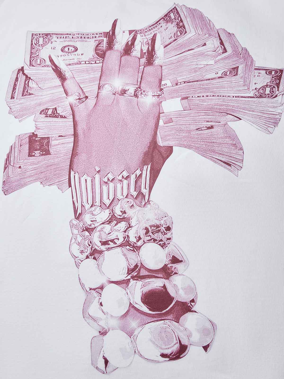 Boxy Oversized T-shirt with Money-Holding Nail Art Hand Print - Image 11