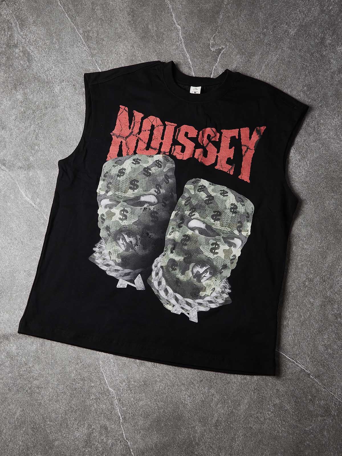 NOISSEY Camo Double Head Mask Print Tank Top - Image 6