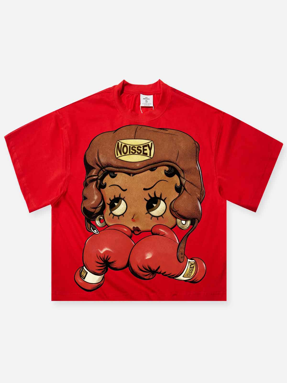 Cartoon Girl Boxing Print Boxy Oversized T-shirt - Image 3