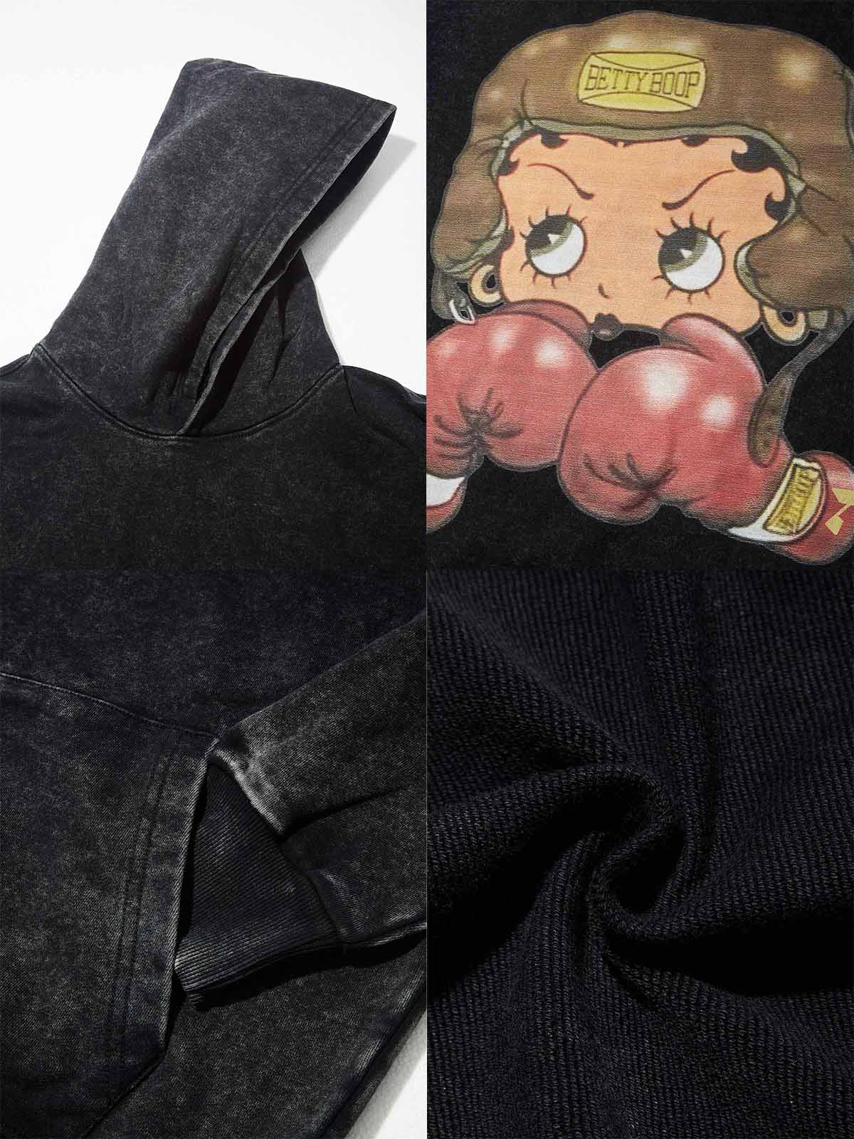 NOISSEY Heavyweight 425g "Boxing Girl" Vintage Wash Hoodie - Image 8