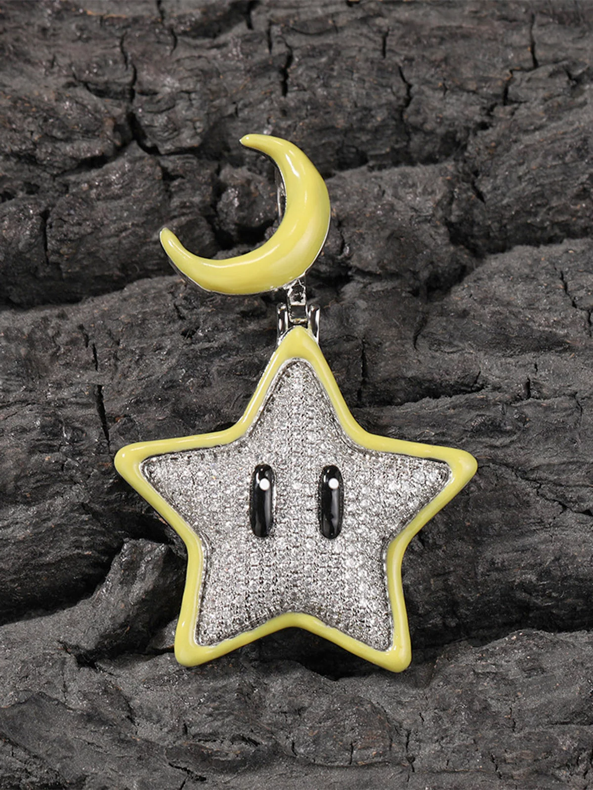 Cartoon Night Glowing Star Hip-hop Necklace with Rhinestone - Image 4