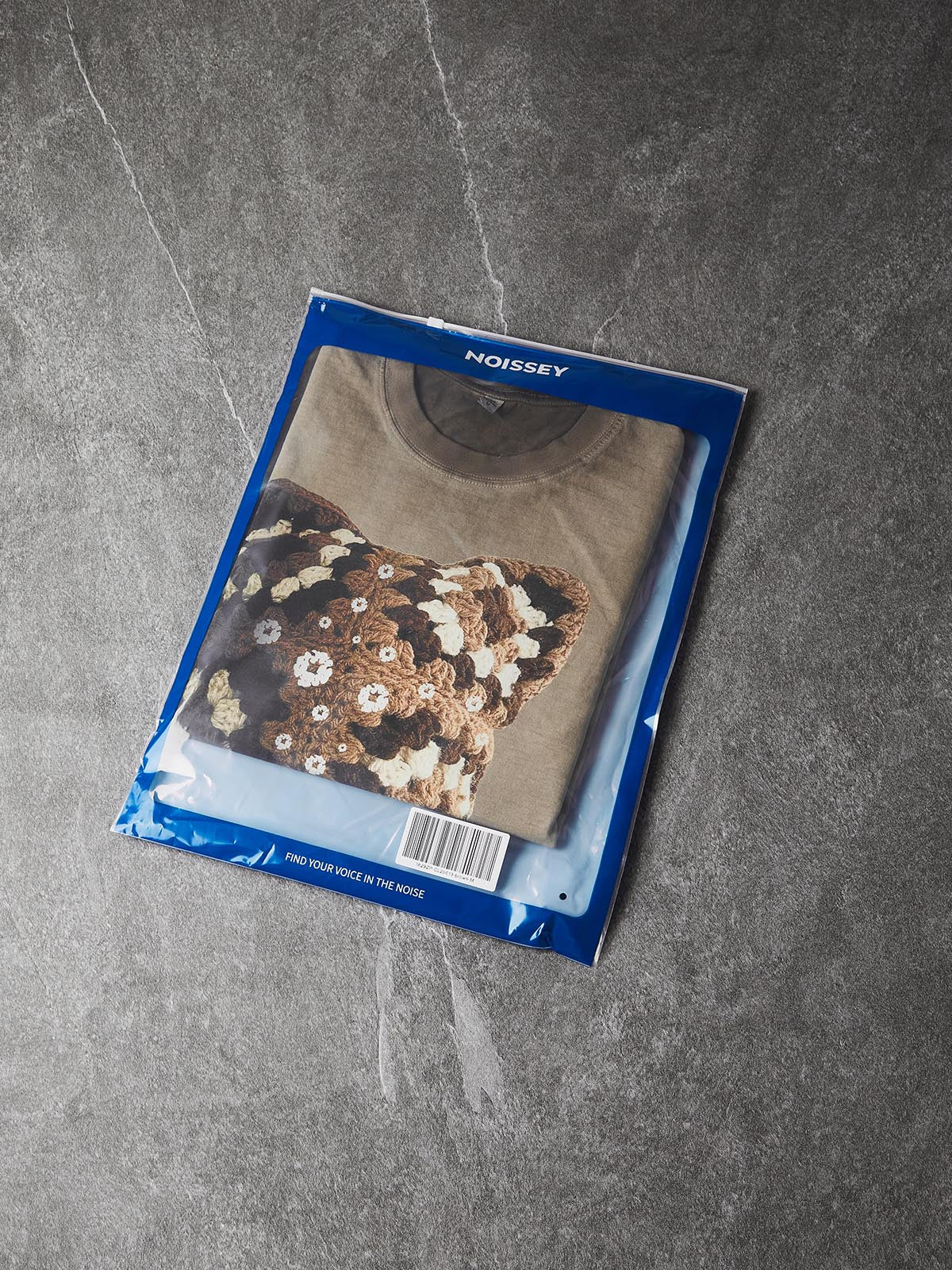 NOISSEY Chocolate Brown "Crochet Cat Beanie" Portrait Vintage Wash Tee - Image 4