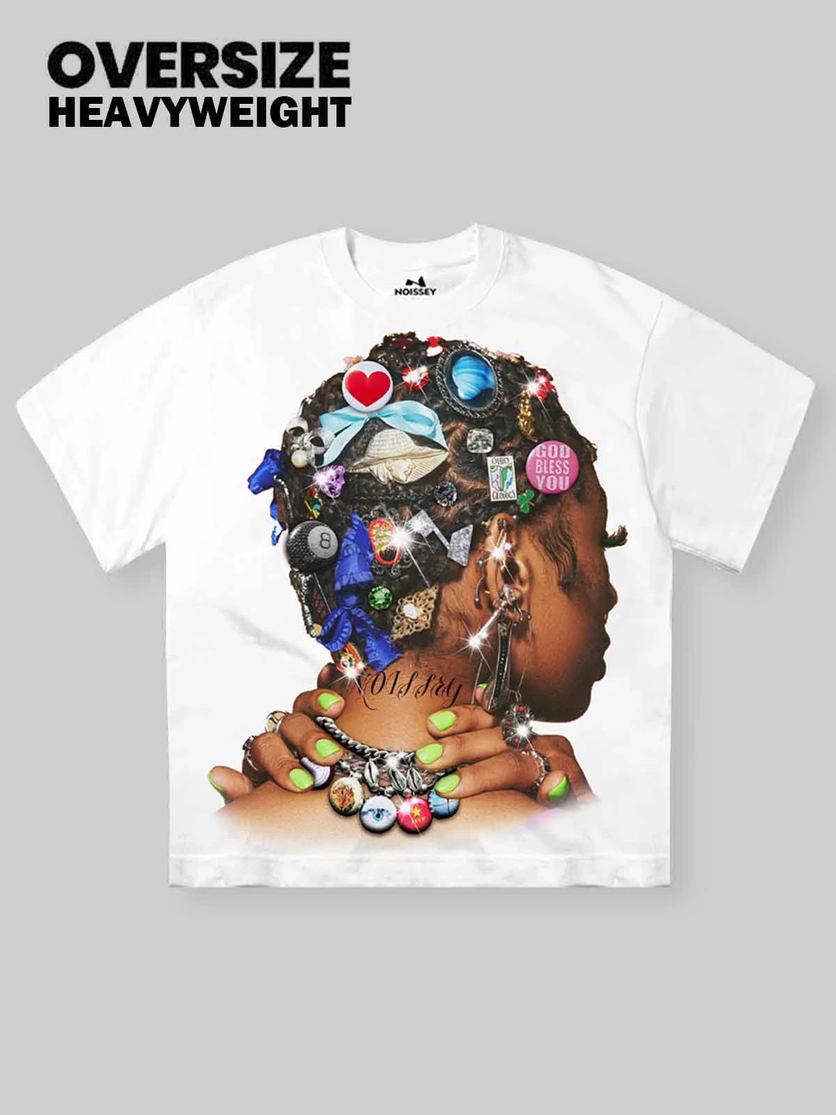 Colorful Diamond-Element Character Print T-shirt - Image 2