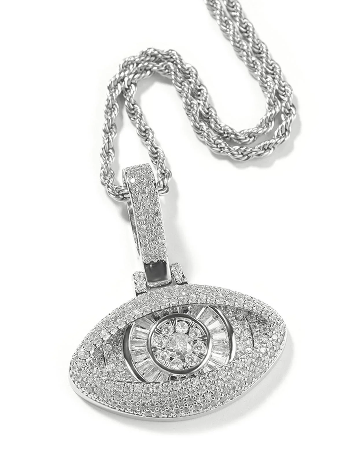 Cool copper set zircon eye pendant necklace