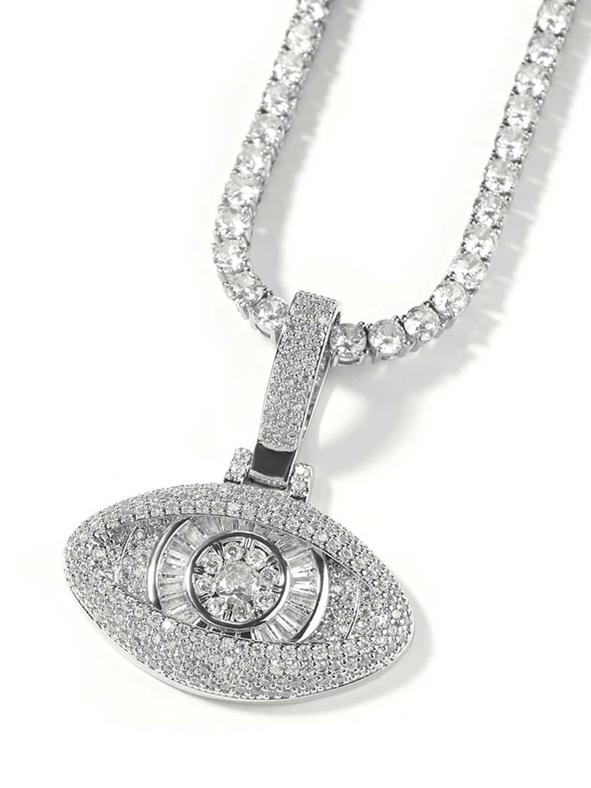 Cool copper set zircon eye pendant necklace - Image 4