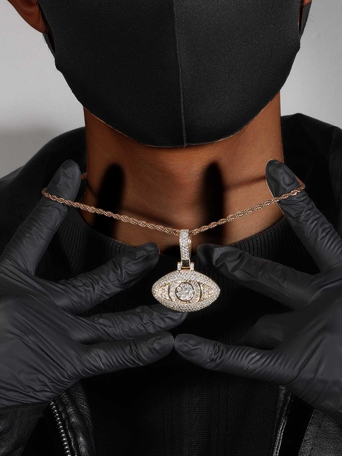 Cool copper set zircon eye pendant necklace - Image 9