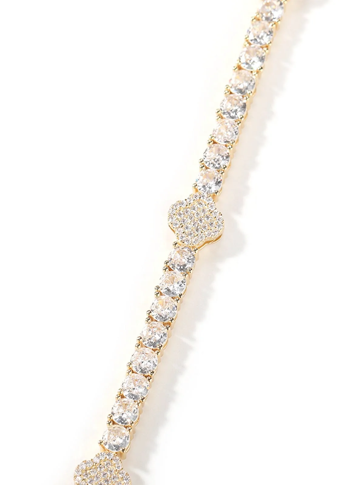 Copper-Inlaid Zircon Fully-Paved Clover Bracelet - Image 5