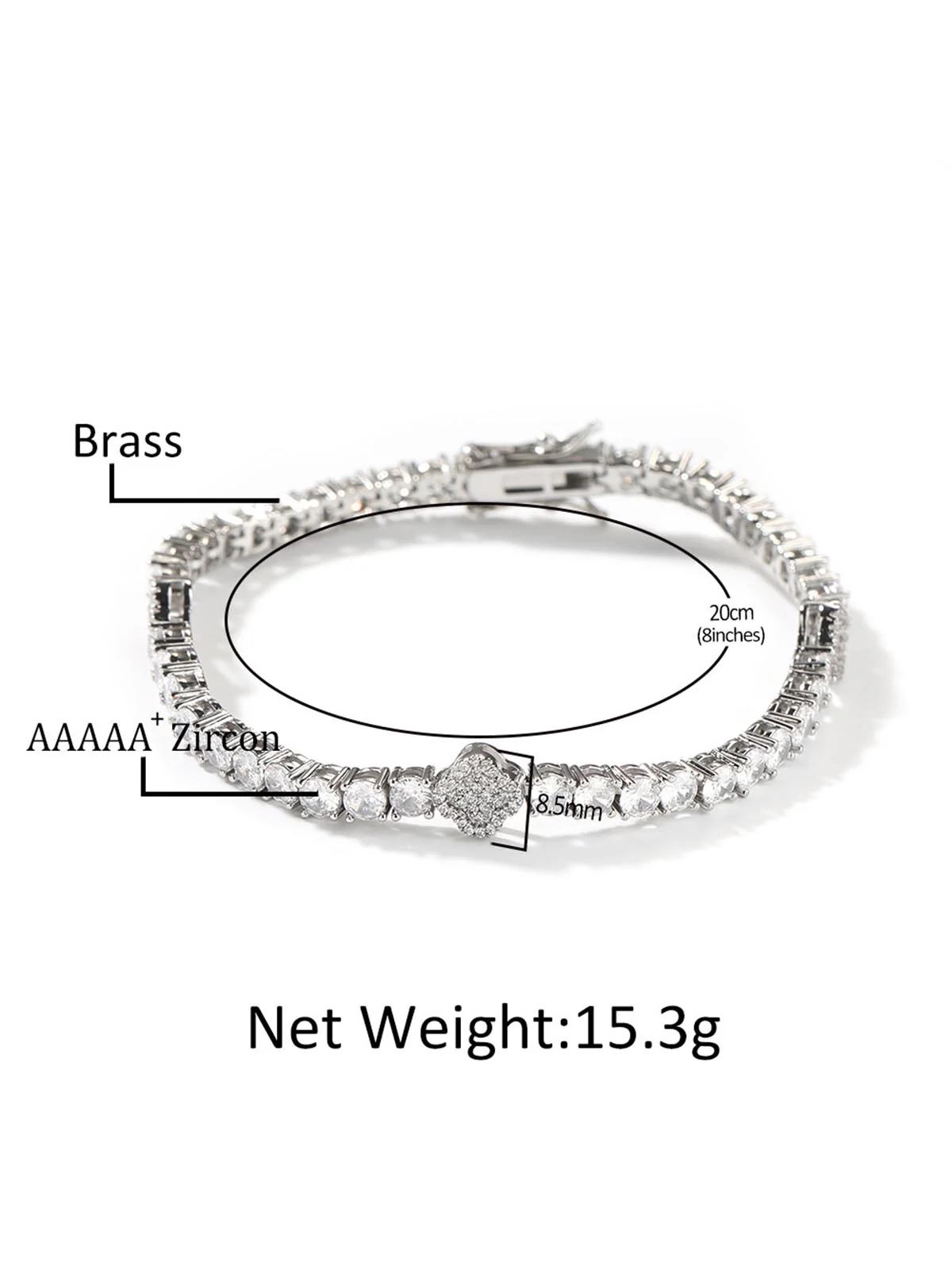 Copper-Inlaid Zircon Fully-Paved Clover Bracelet - Image 9