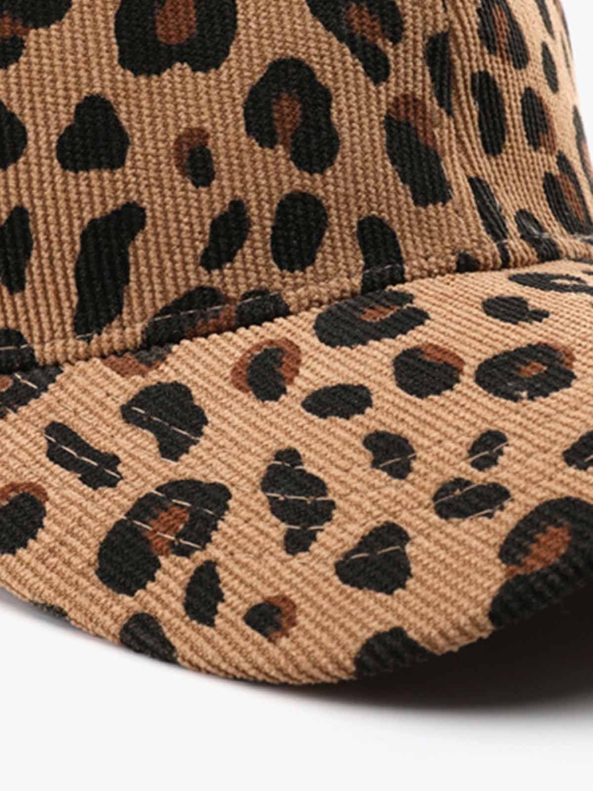 Corduroy Leopard Baseball Cap for Outdoor Warmth - Image 7