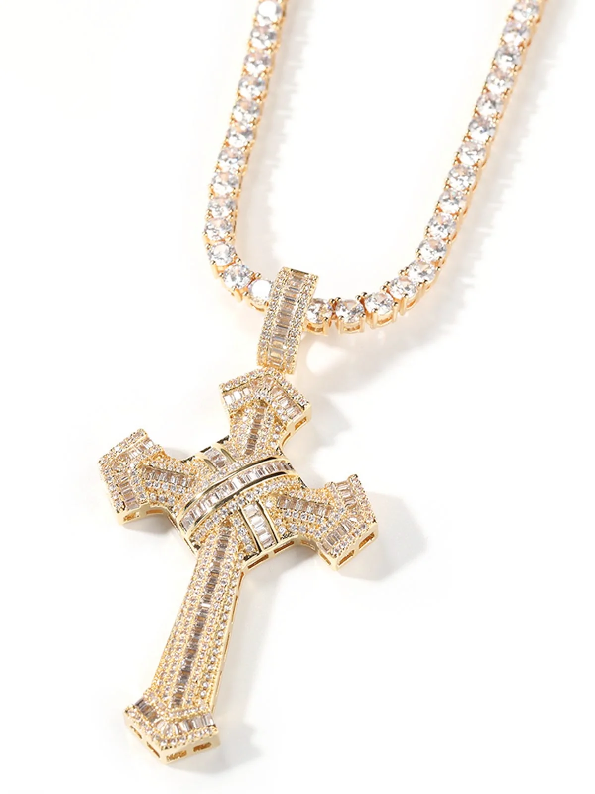 Cross Pendant Copper-Inlaid Zircon Necklace - Image 7