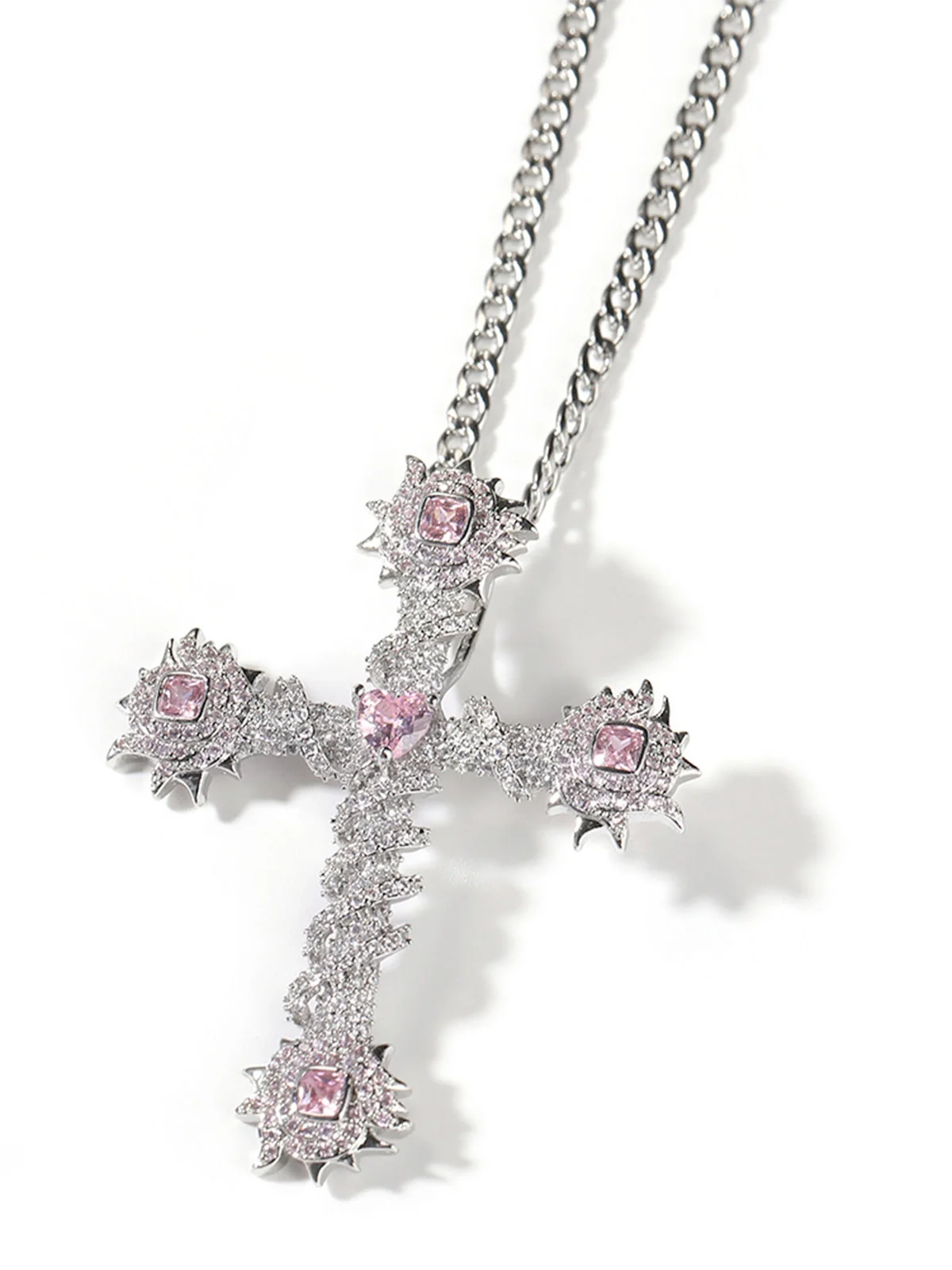 Cross Purple Diamond Necklace - Image 3