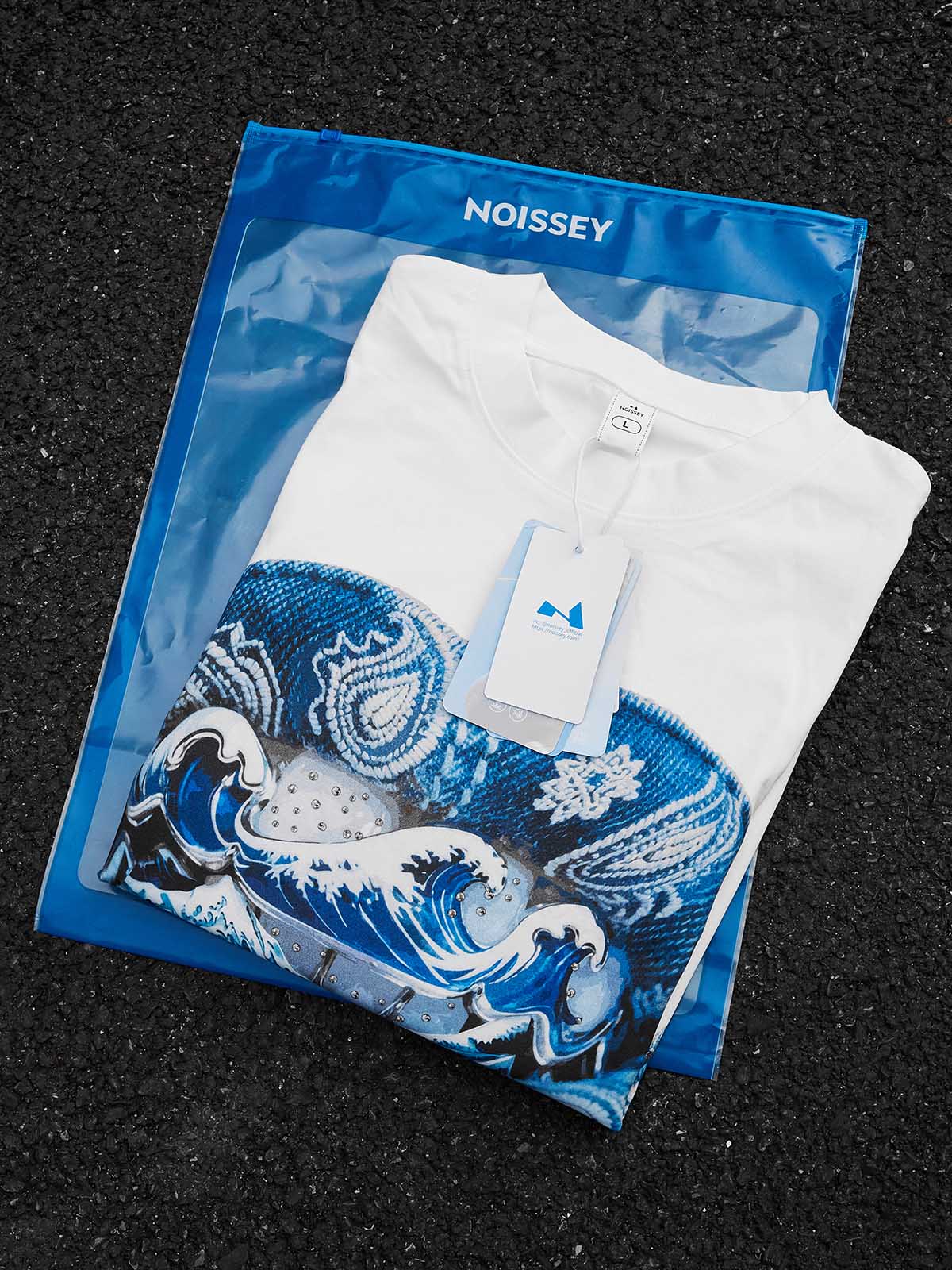 Denim Blue Ukiyo-e Grillz T-Shirt | Art Streetwear Graphic - Image 9