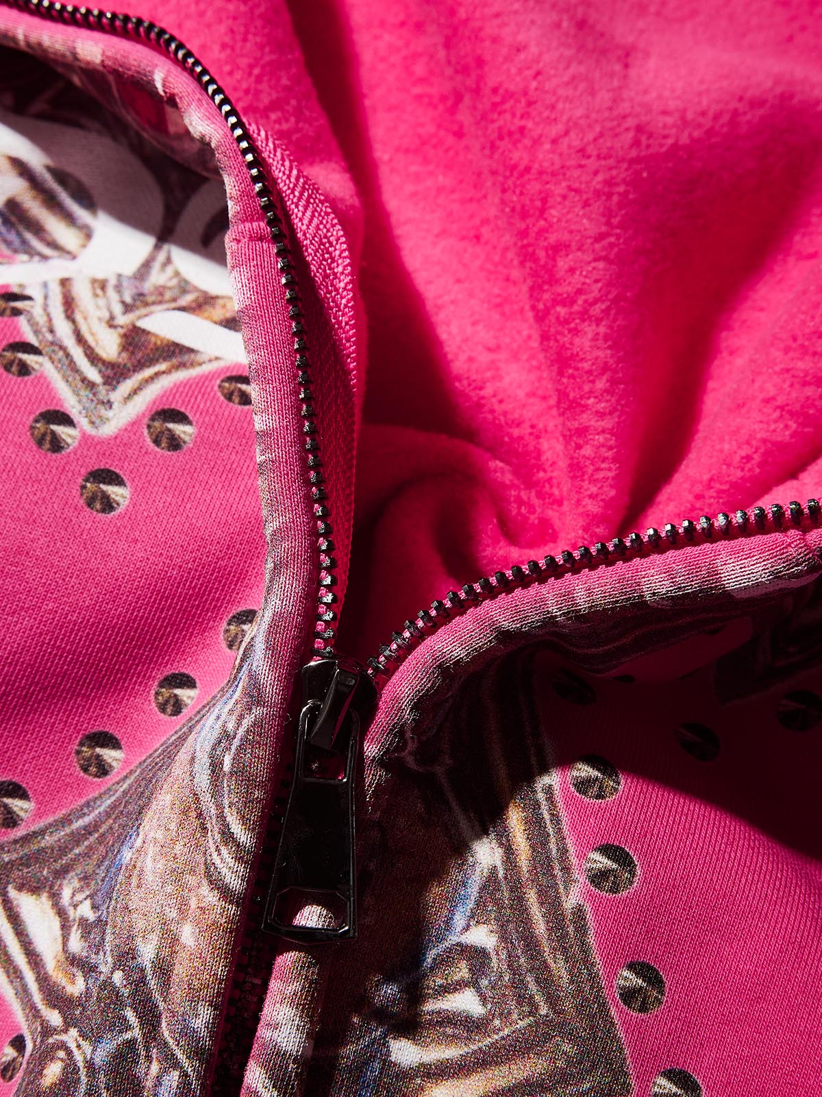 Diamond Cross Print Pink Zip Hoodie - Image 9