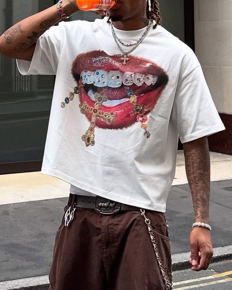 NOISSEY Diamond Cross Grillz" Boxy Oversized Heavyweight Cooling Tee - Image 4