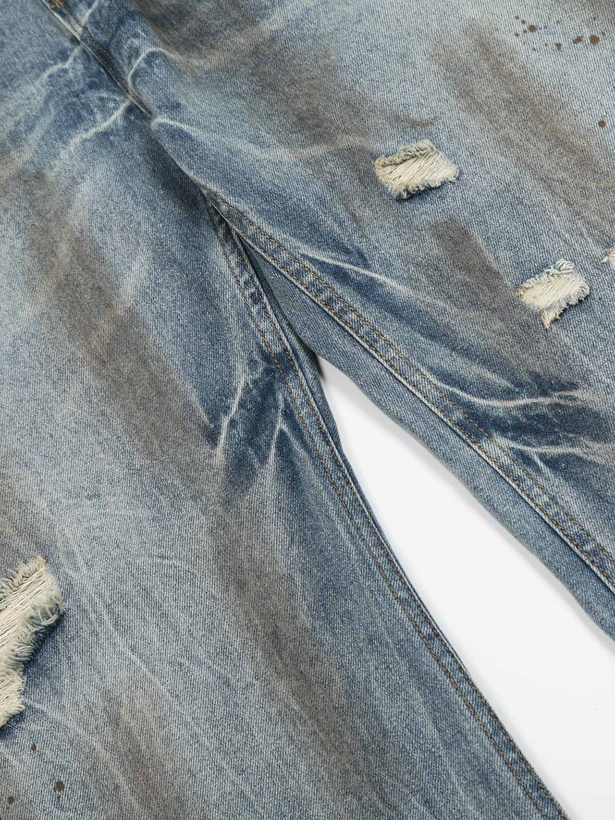 Distressed Ripped Machete-Cut Jeans - Image 5