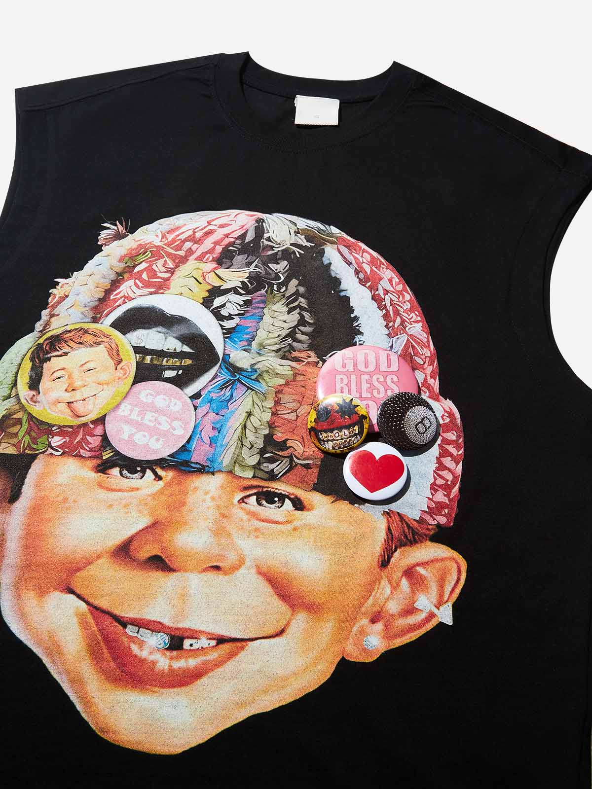 DIY Bad Boy with Knitted Cap Print Tank Top - Image 4