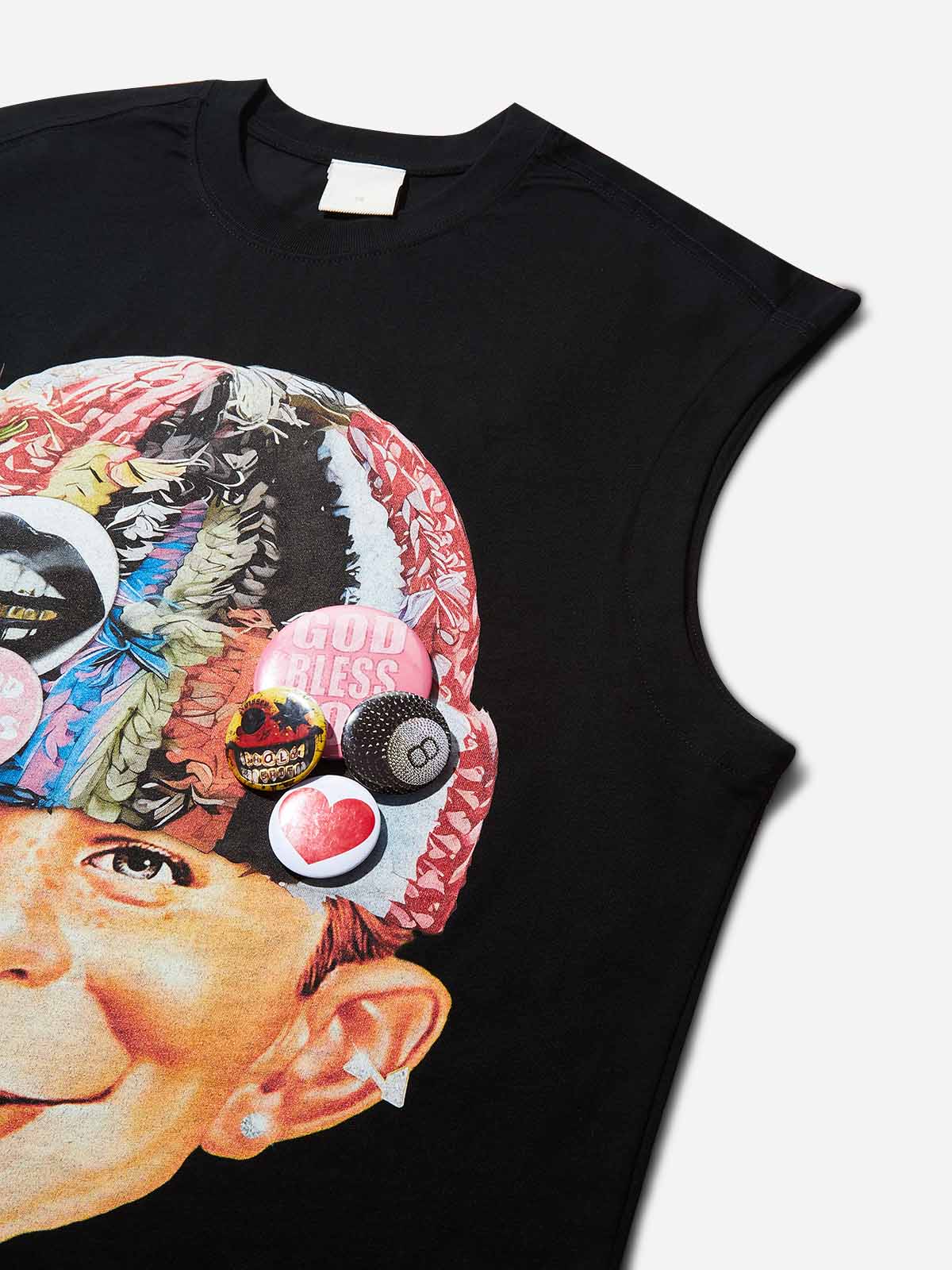 DIY Bad Boy with Knitted Cap Print Tank Top - Image 5