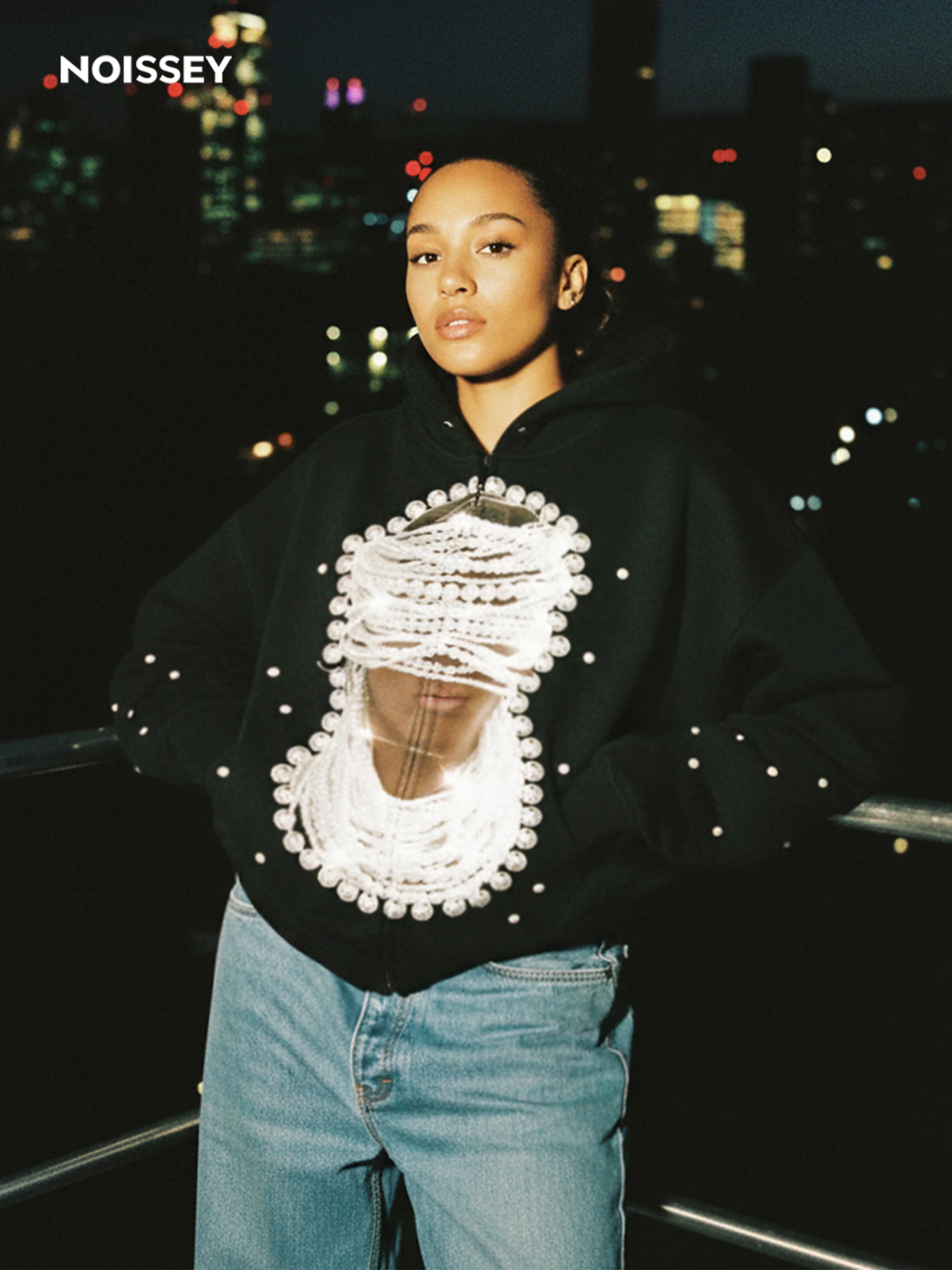 NOISSEY "Pearl Mask" DIY Zip-Up Hoodie (Includes 15 Pearl Pins) - Image 3