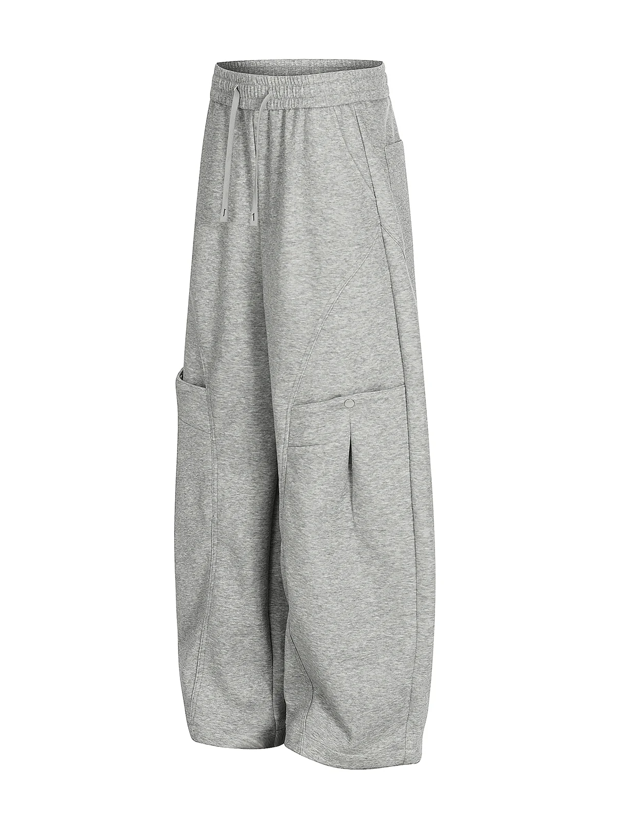 Elastic Waistband Curved-Cut Casual Pants - Image 5