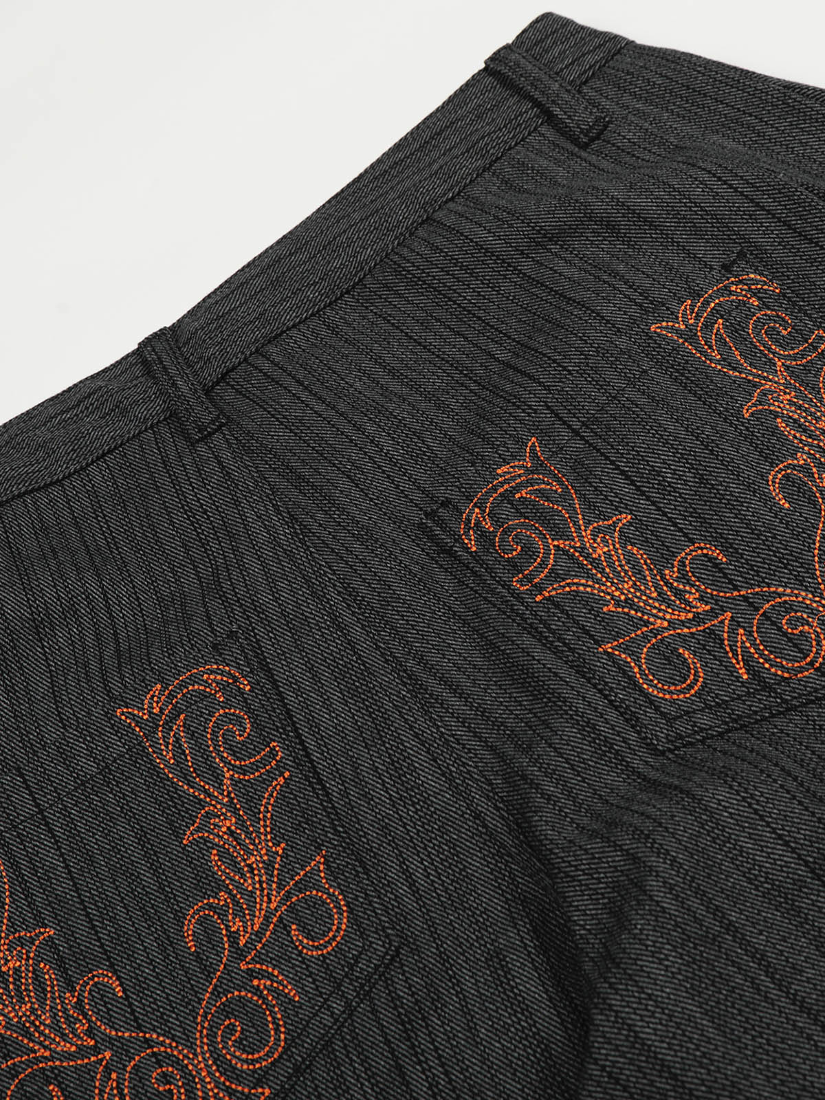 Embroidered Gray-Black Jeans - Image 7