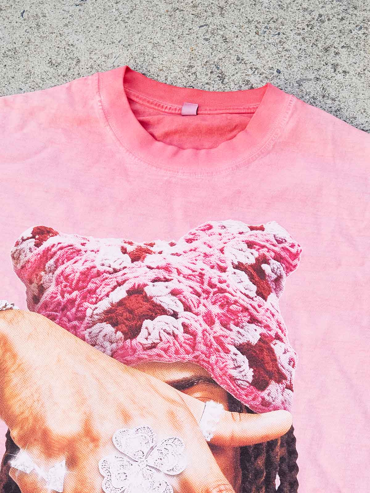 "Eternal Victory" Pink Cat-Ear Knit Hat Character Washed Print T-shirt - Image 3