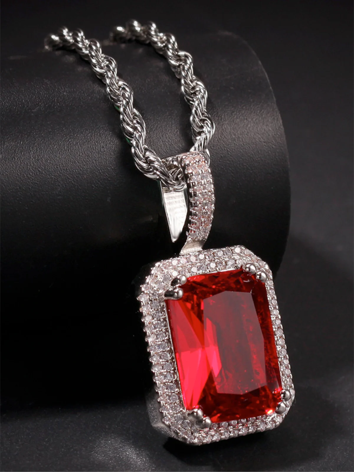 Fluorescent square gemstone Necklace - Image 10