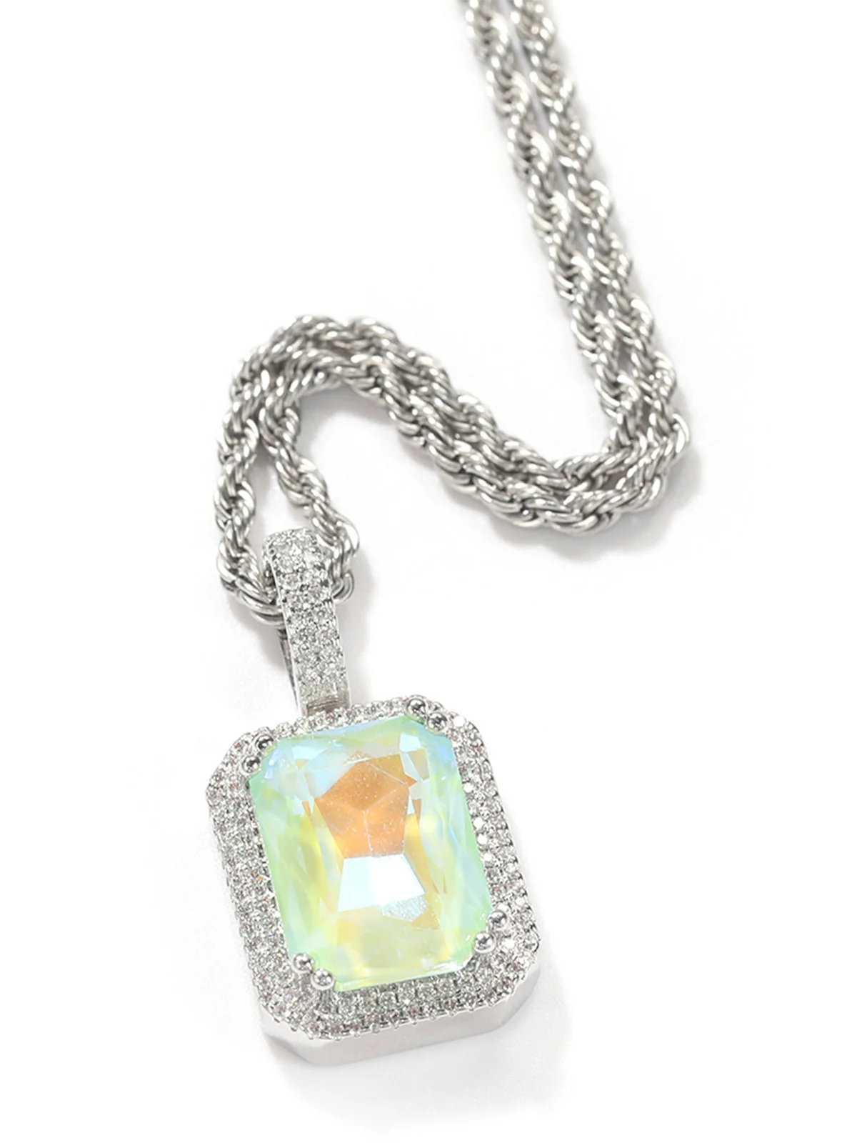 Fluorescent square gemstone Necklace - Image 3