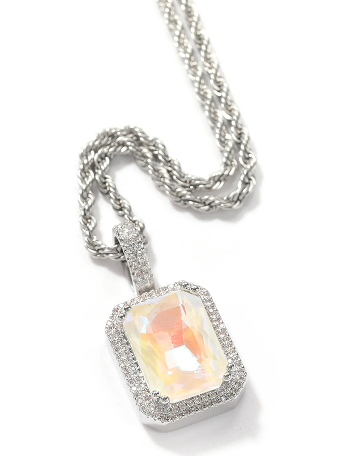 Fluorescent square gemstone Necklace - Image 4