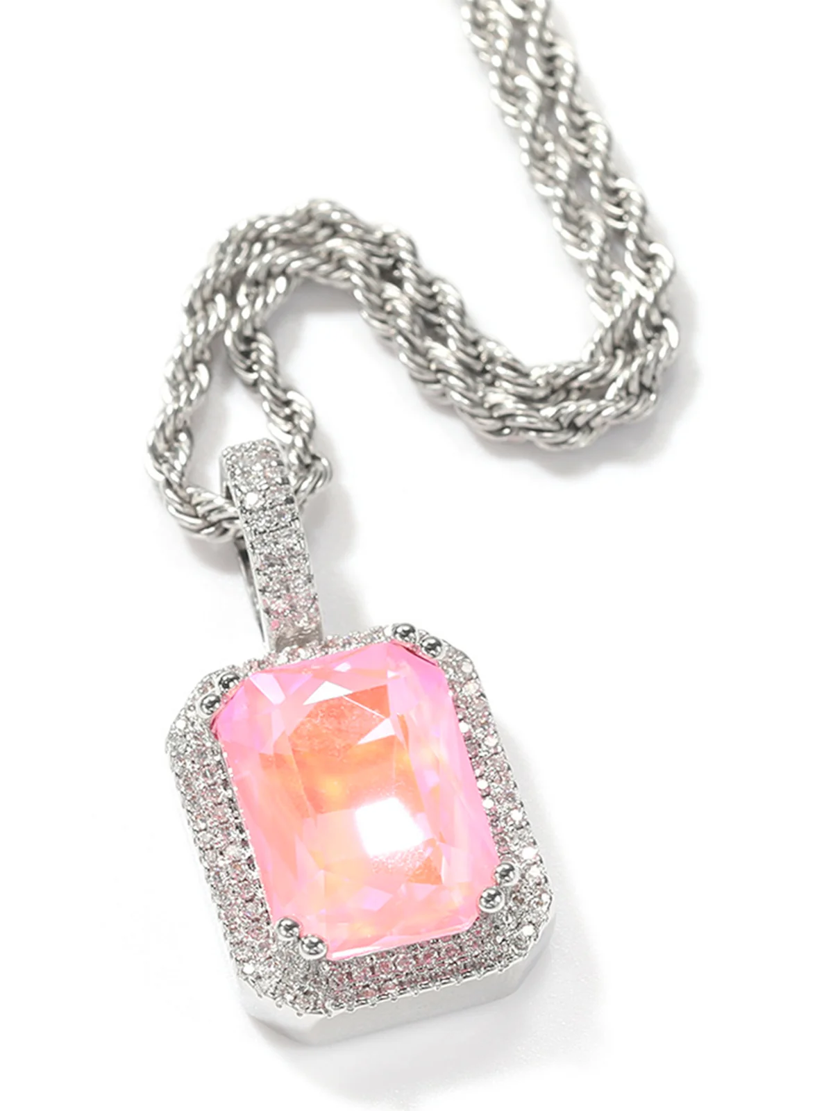 Fluorescent square gemstone Necklace - Image 5
