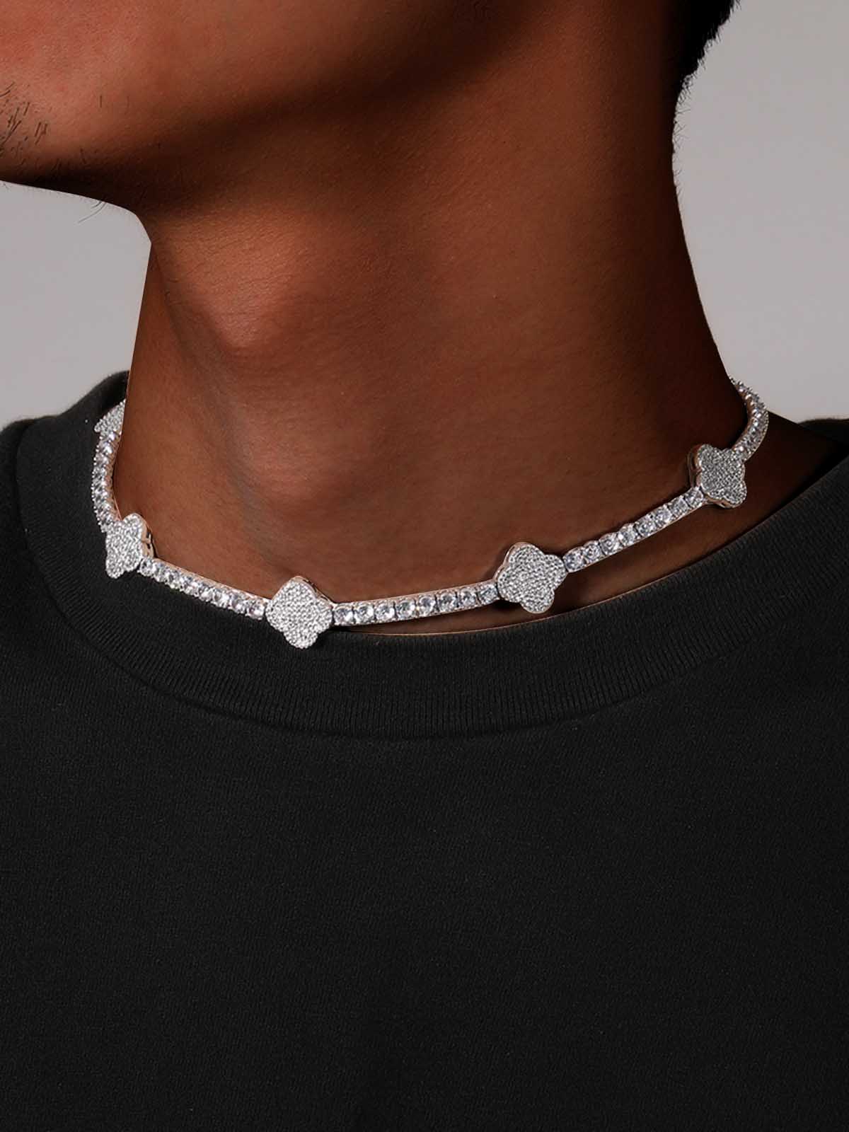 Four-Leaf Clover Hybrid Zircon Necklace & Bracelet - Image 3